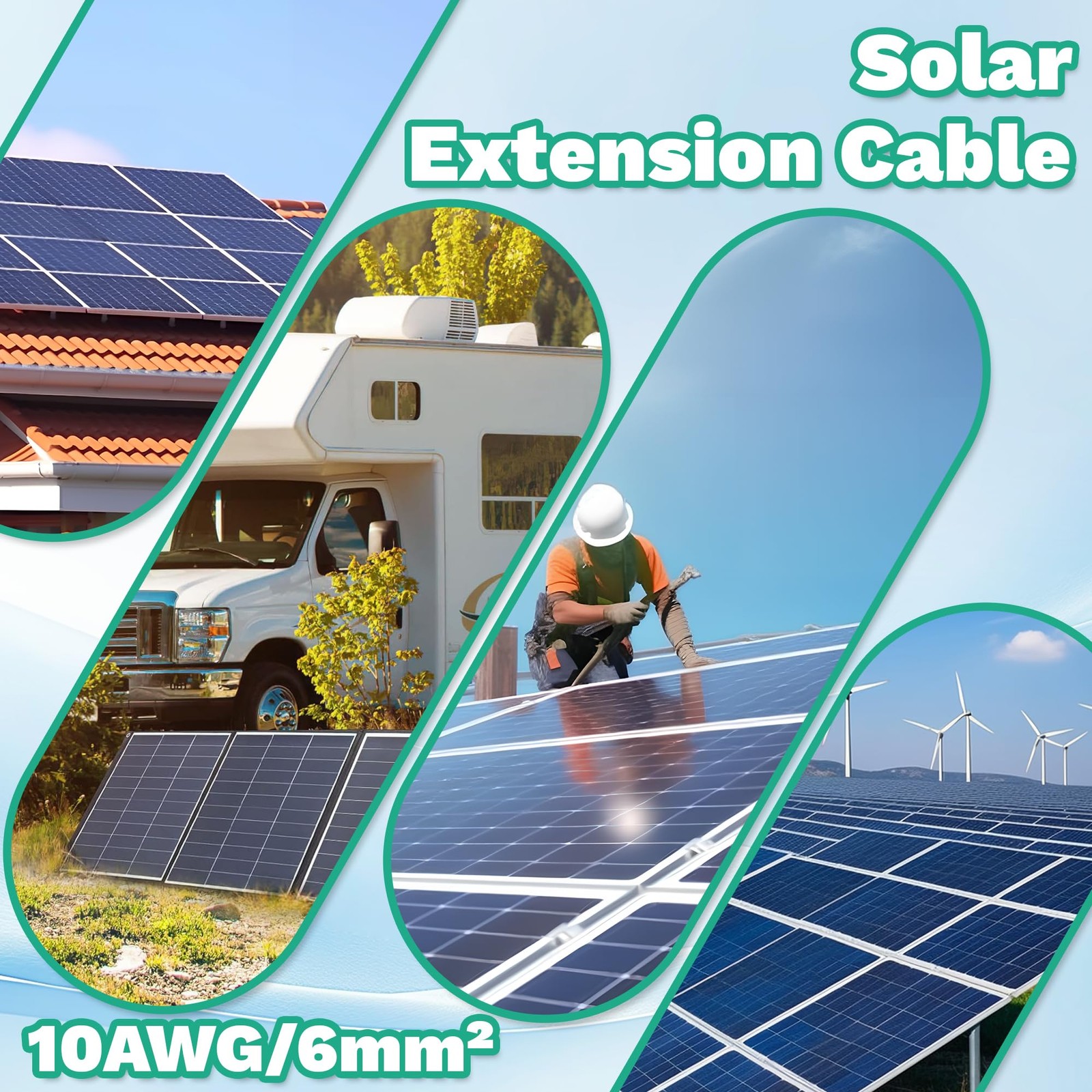 ZGeftcyimao 25 FT Solar Extension Cable, 10 AWG(6 mm²) 25 feet, Black & Red