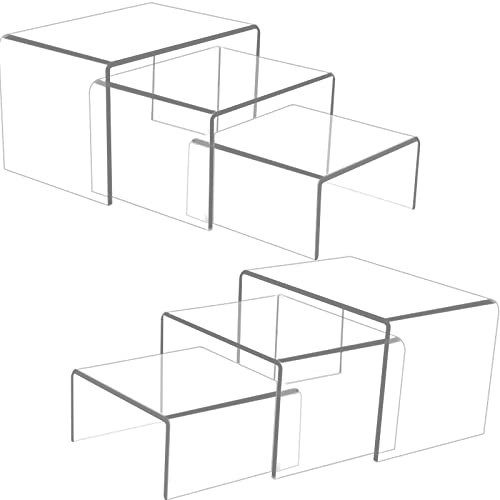 6 Pcs Acrylic Risers for Display, Acrylic Display Riser, Clear Display Stands fo