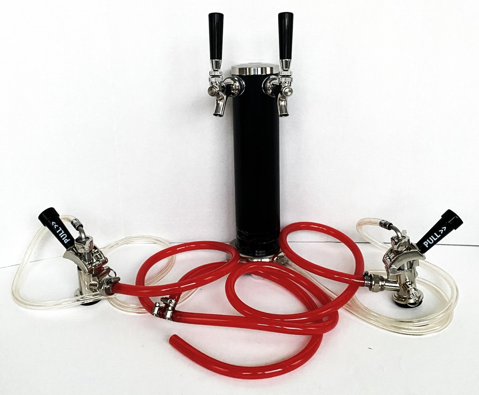 Beer Line Assembly Kit 2 Tap Tower w/Black Satin Finish  2-D System Keg Couplers