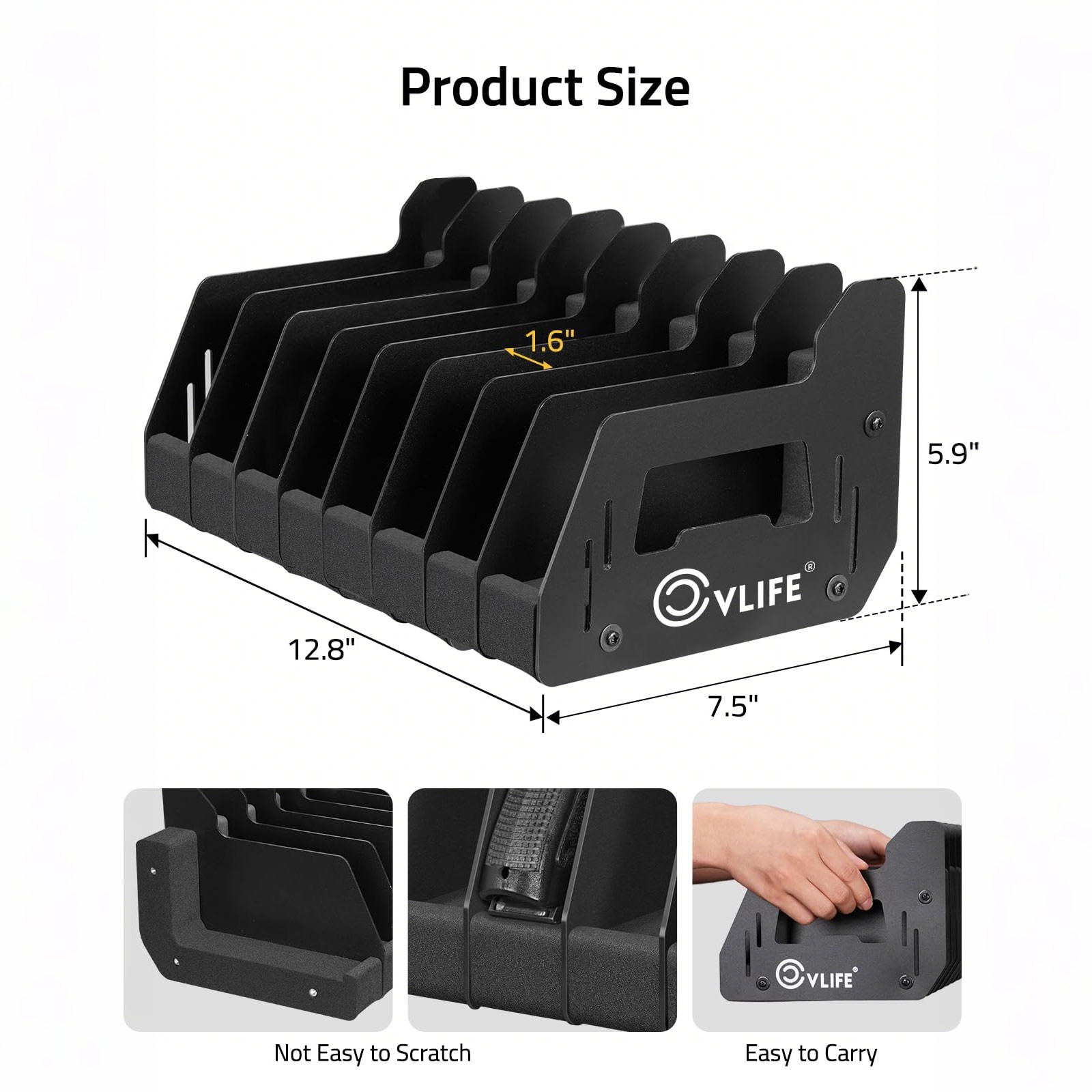 8 Slots Indoor Foam Pistol Rack Guns Holder Stand Safe Handgun Storage Organizer