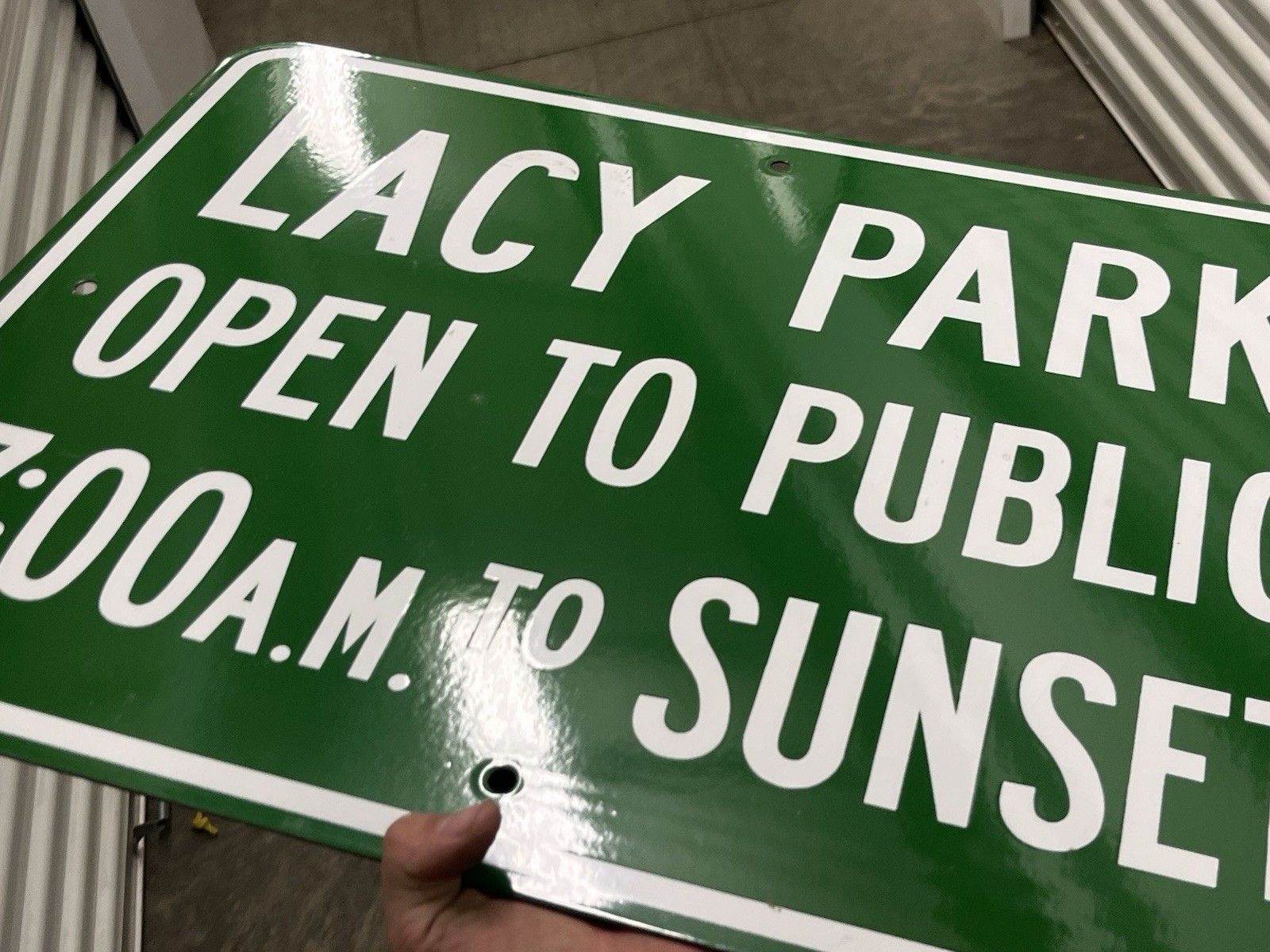 LACY PARK Porcelain sign SAN MARINO, CA BEAUTIFUL Sign!!!