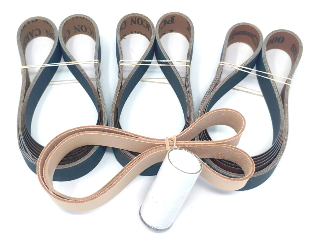 1x30 in. Leather Honing Belt SUPER STROP + 15 Pack Sanding Belt Assortment