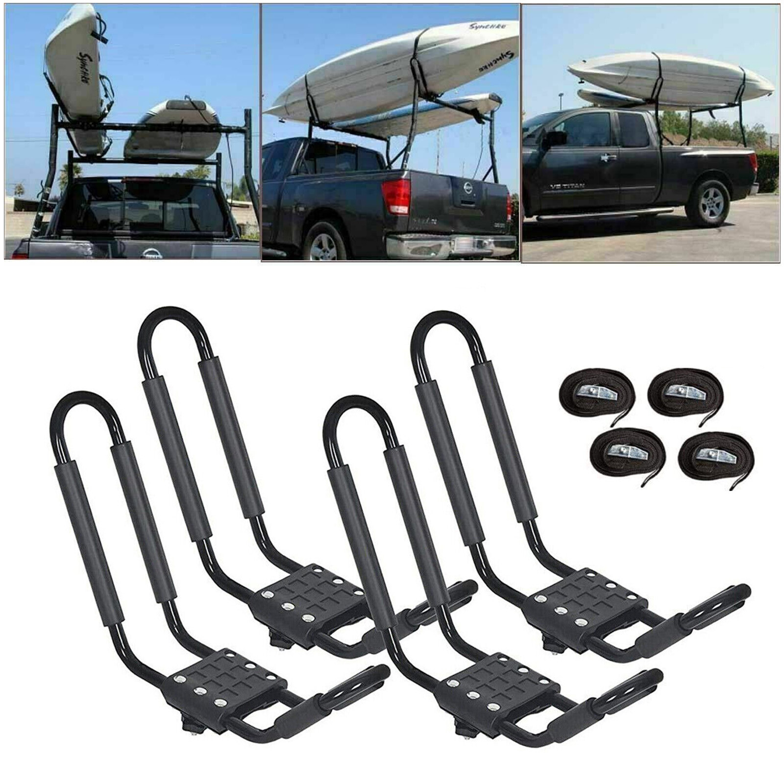 2 Pairs Kayak Roof Rack Carrier Boat Ski Surf Roof Mount Car Cross J-Bar Rack