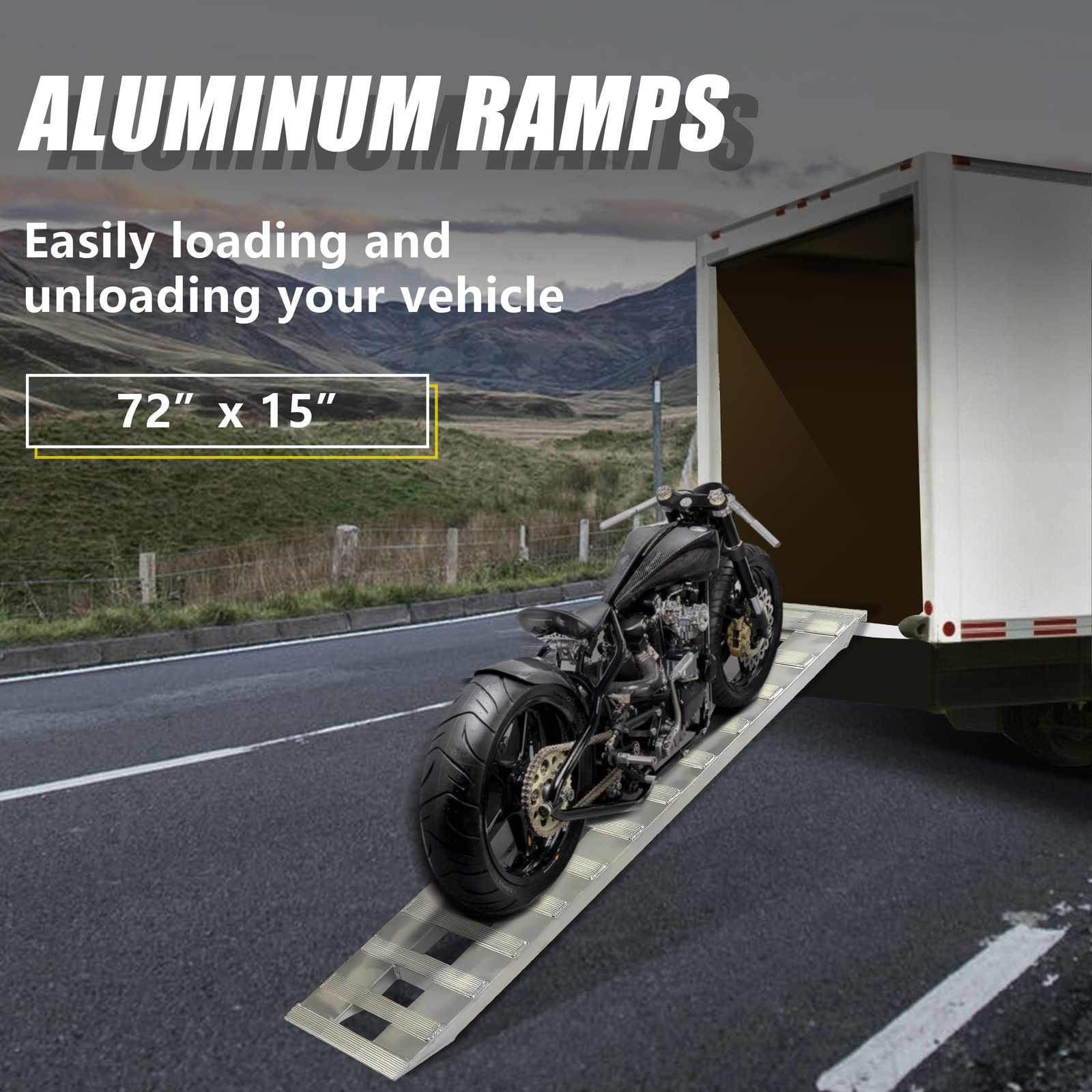 72" X 15" 7000 LBS ALUMINUM Hook Ramp CAR TRUCK TRAILER auto hauler TRACTOR Pair