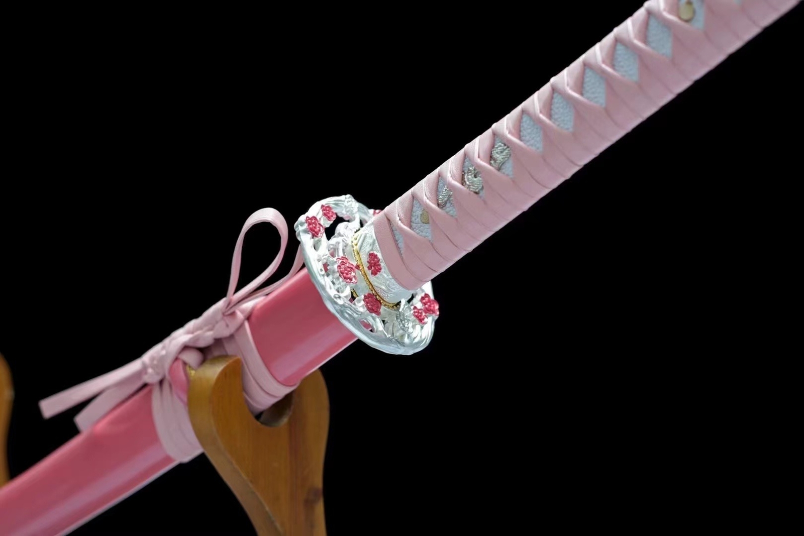 Sakura Pink Katana Clay Tempered 1095 Steel Japanese Samurai Sharp Lady Sword