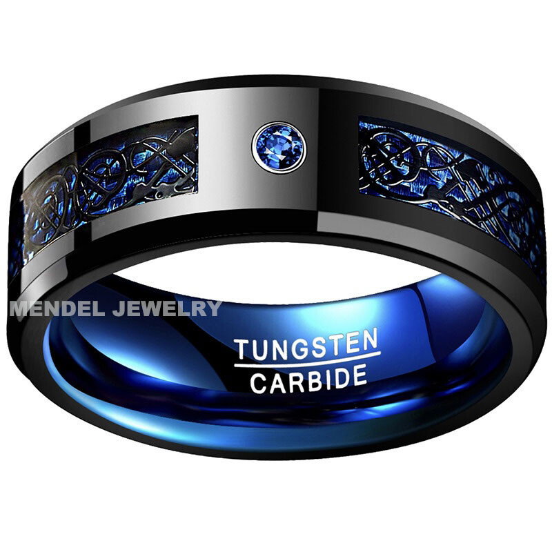MENDEL Mens Tungsten Carbide Celtic Knot Wedding Engagement Band Ring Size 7-15