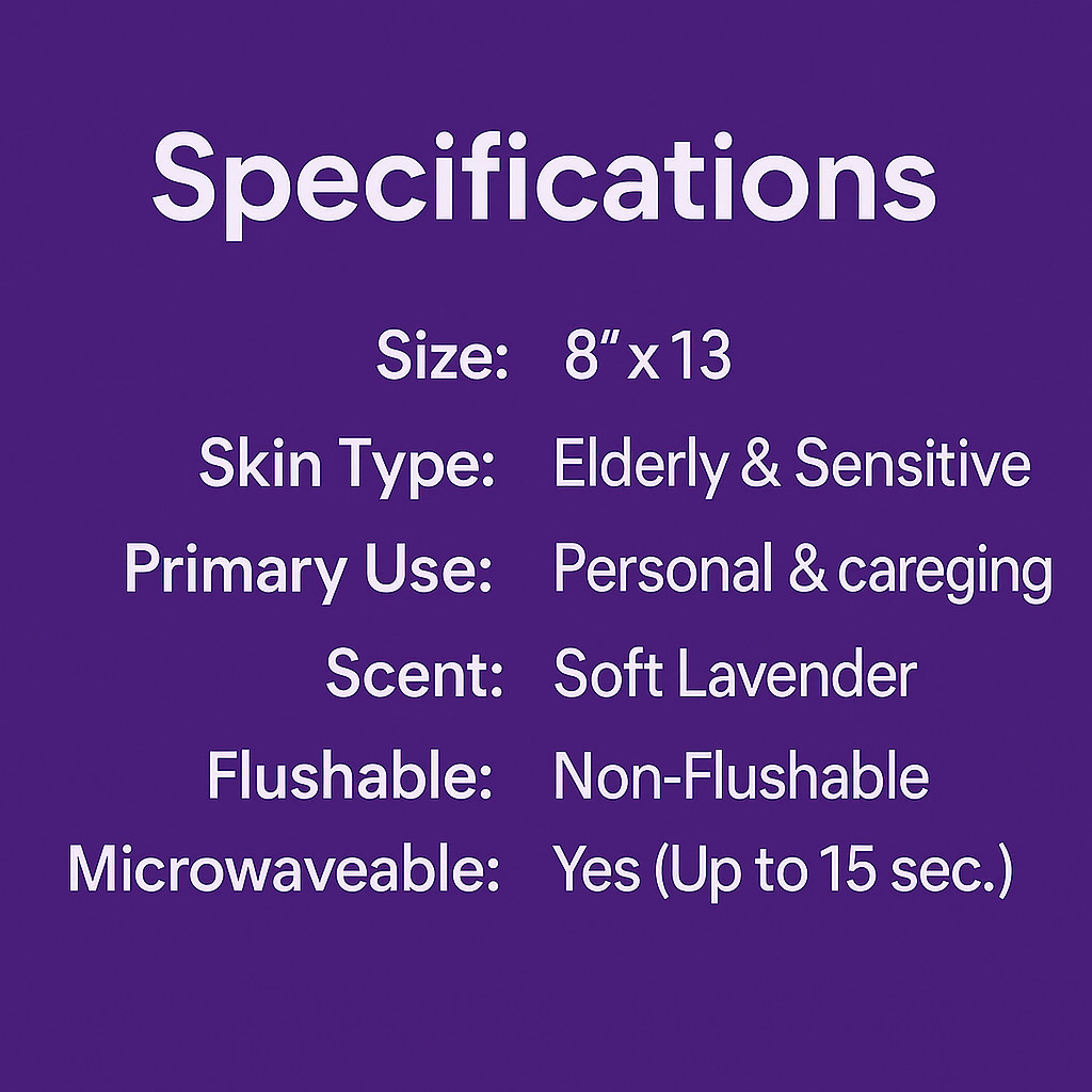 Adult Wipes For Elderly Soft Lavender - 8x13" 720ct (Too Large,Not-Flushable)