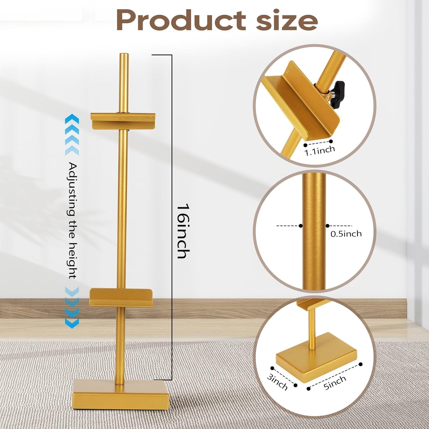 Tabletop Easel Stand for Picture Frames, Picture Easels for Display, Gold Easel