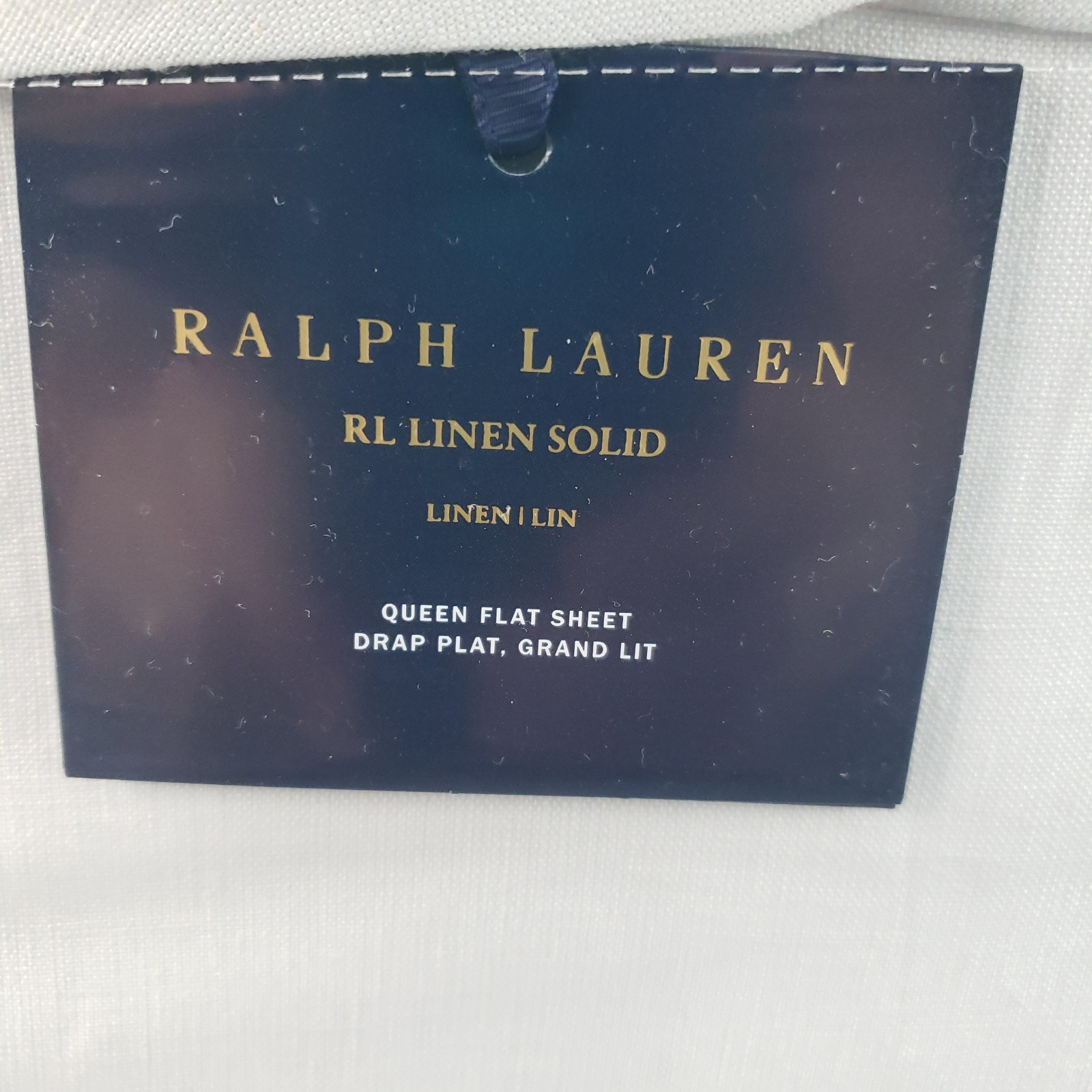 Ralph Lauren Linen Queen Flat Sheet Solid Pebble Light Gray Polo NEW