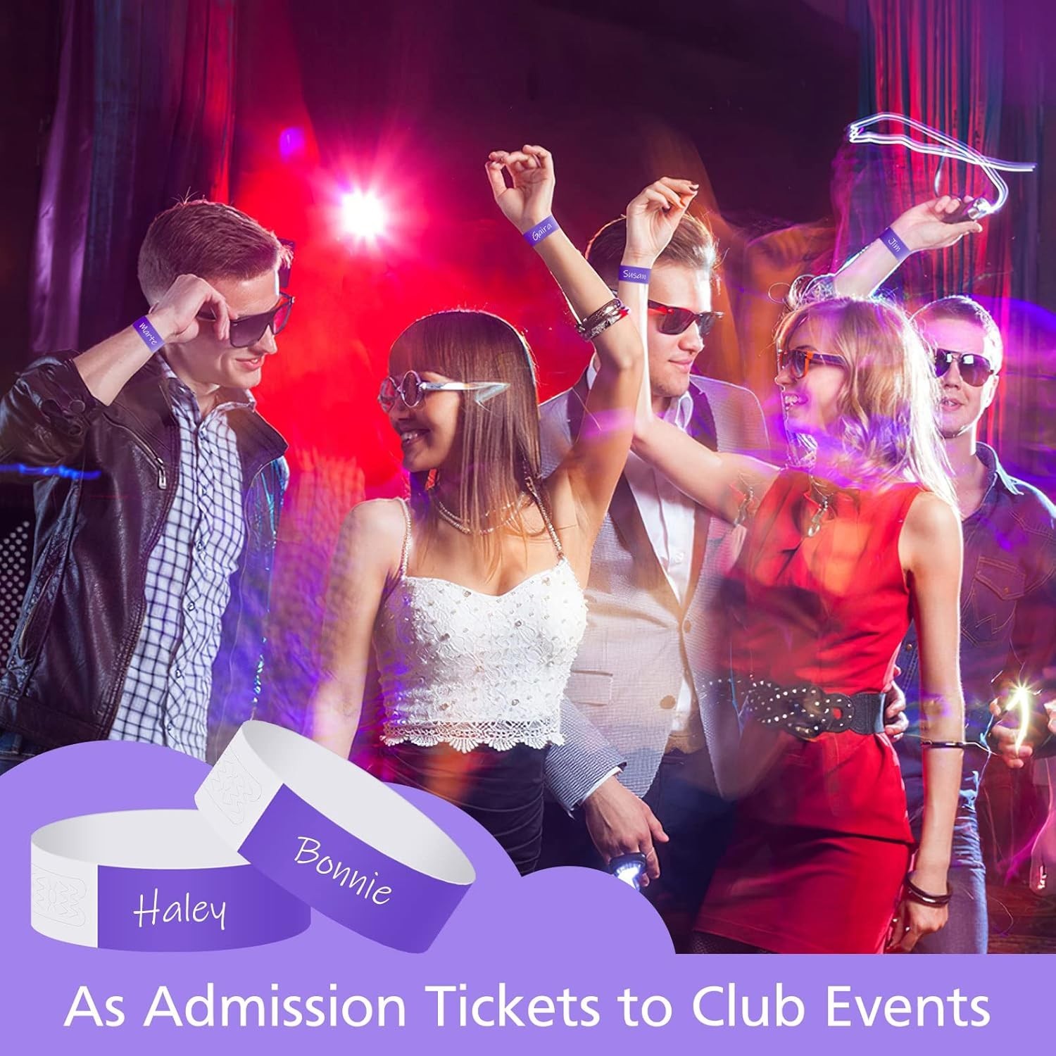 Lightweight 200 PCS Purple Paper Wristbands - Ideal for Concerts & Festivals