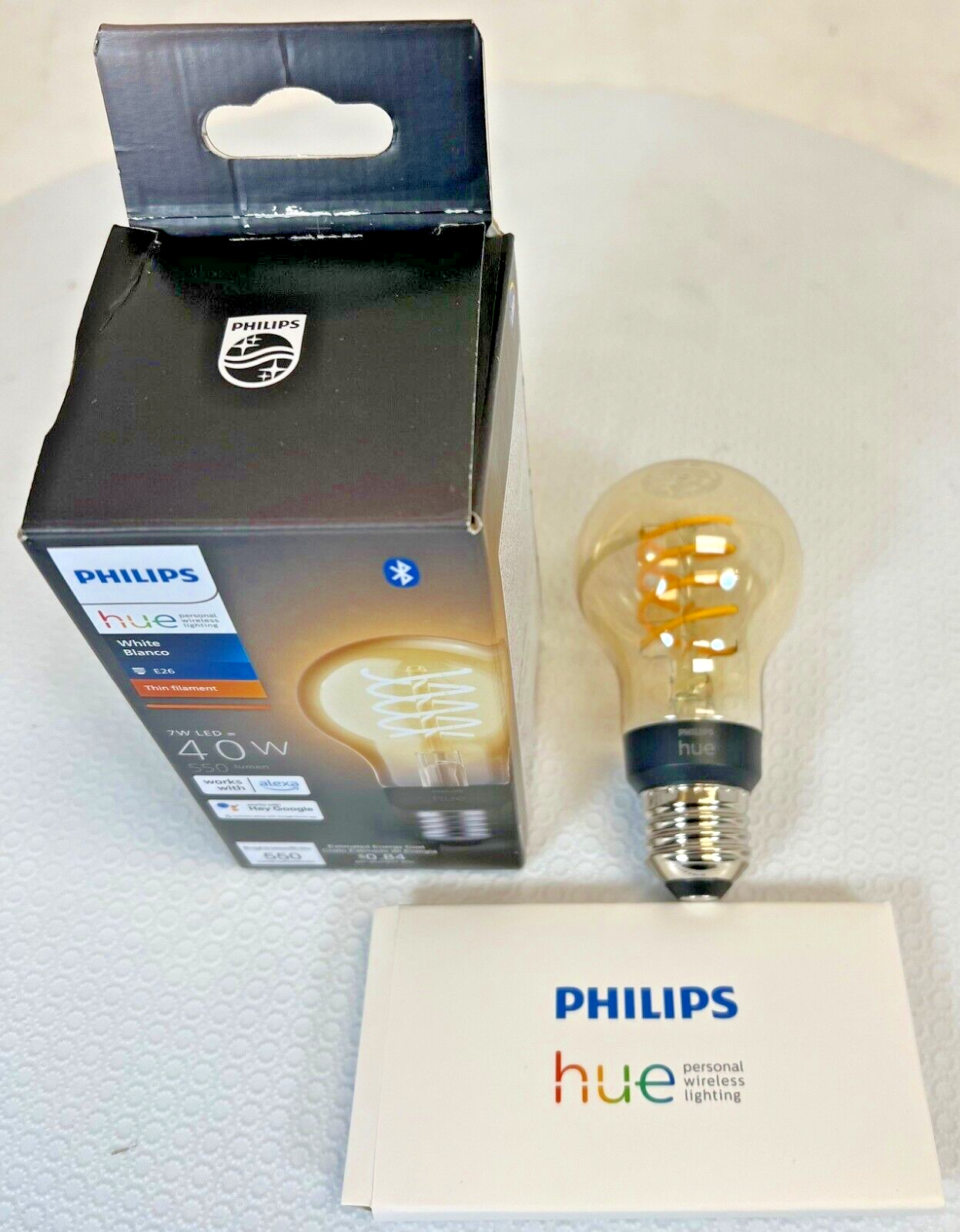 Philips Hue 40-Watt Equivalent Smart LED Vintage Edison White Thin Filament
