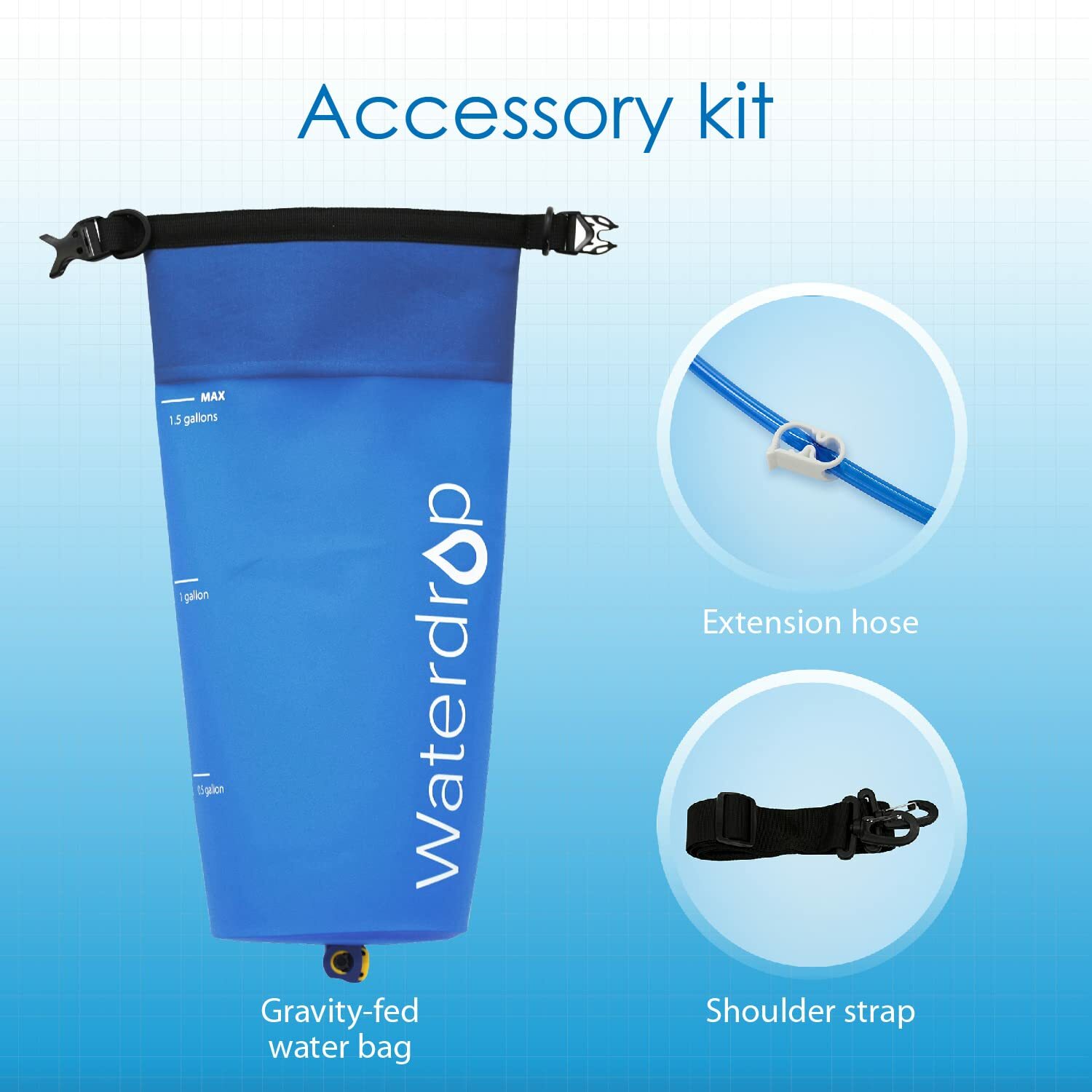 Gravity Water Bag,Portable Foldable Gravity-Fed Water Bag for Backpacking,1.5GaL