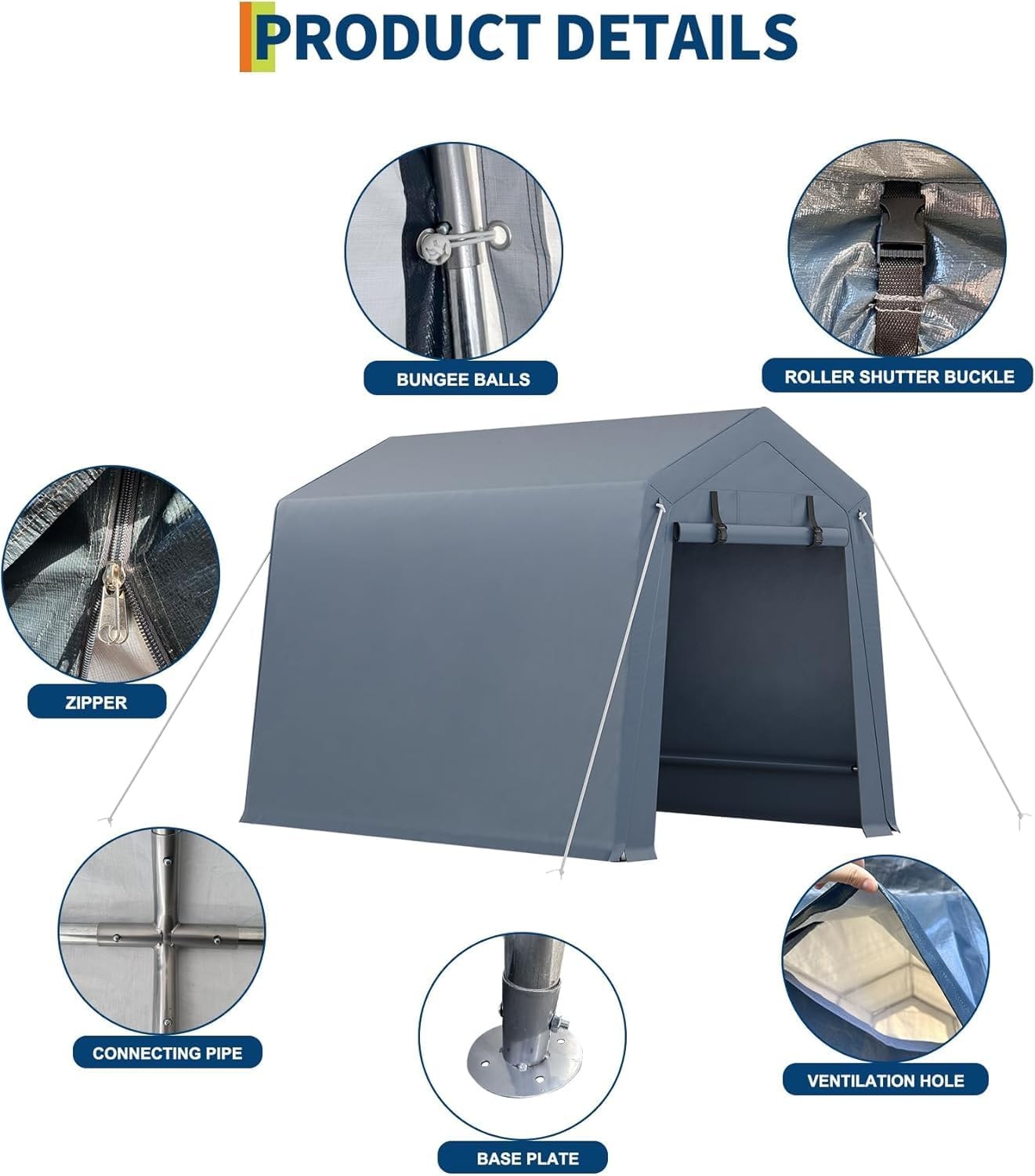 6x8 ft Portable Outdoor Storage Shed Waterproof Canopy Heavy Duty Tent Garage