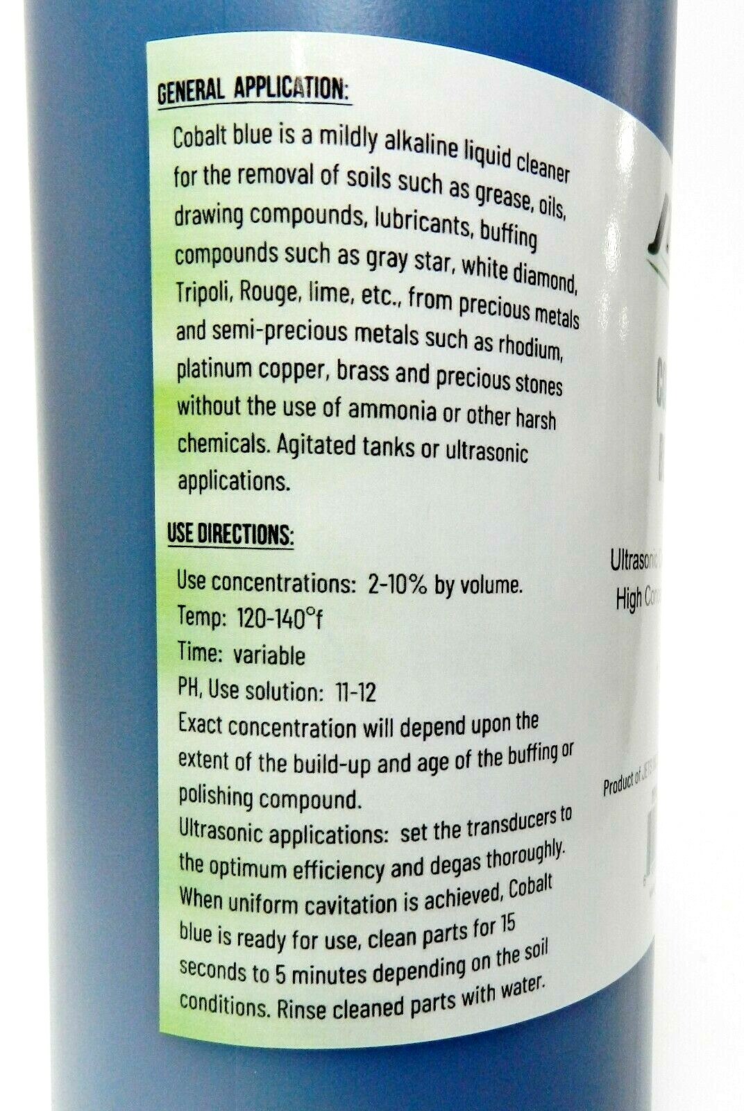 Ultrasonic Cleaner Solution JTS Cobalt Blue 1 Gal. Cleaning Jewelry & Compounds