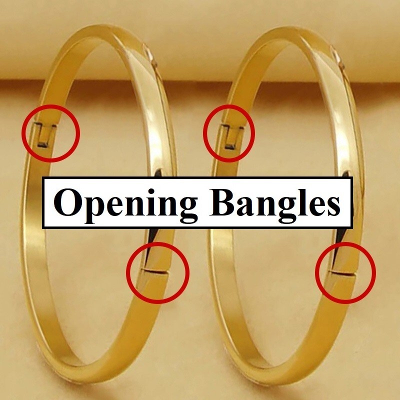 2PcSet 18k Yellow Gold Over Sterling Silver Womens 7" Smooth Bracelet Bangle