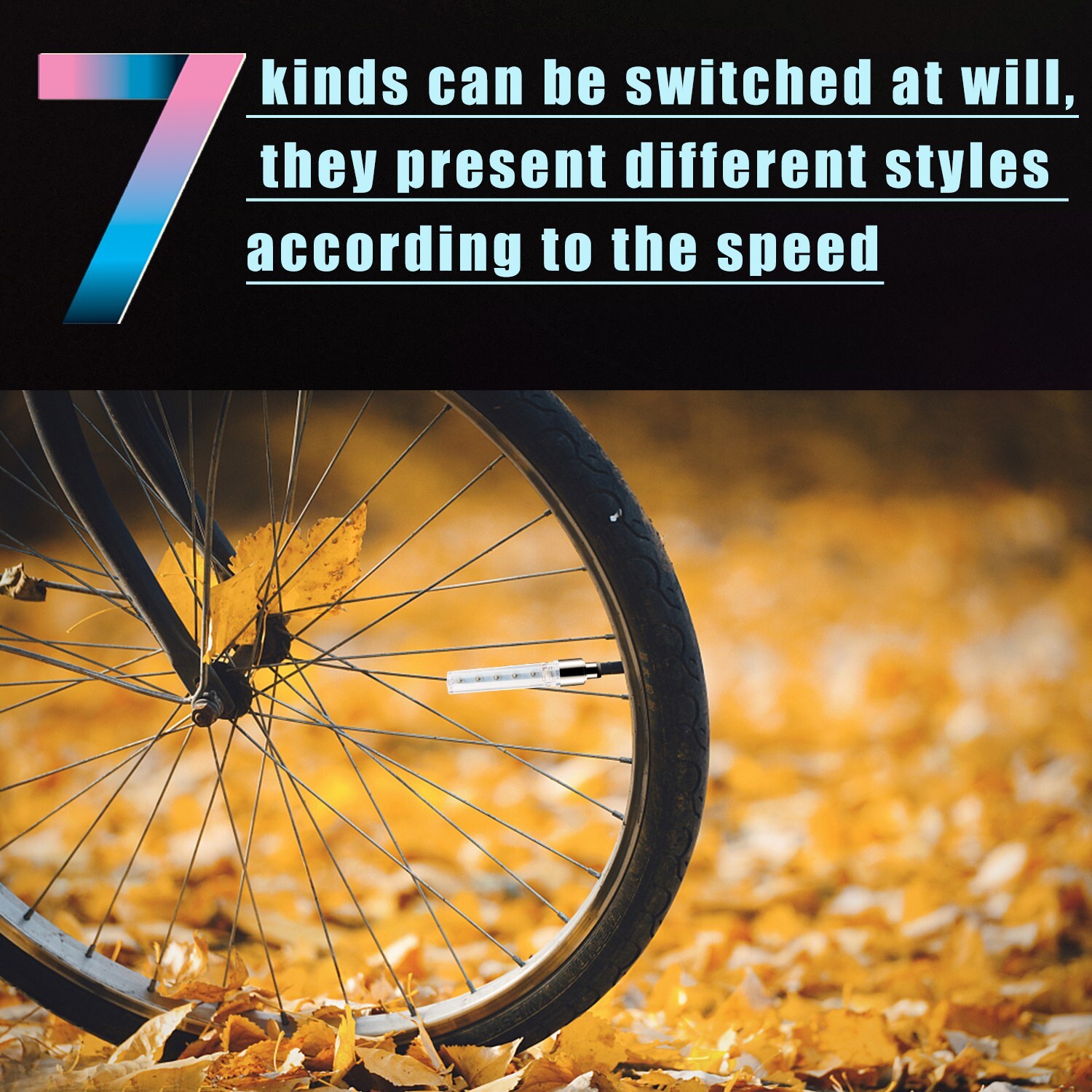 2 Pack Bicycle Waterproof LED Bike Rim Lights for Wheel Tire Valve Spoke 7 Model