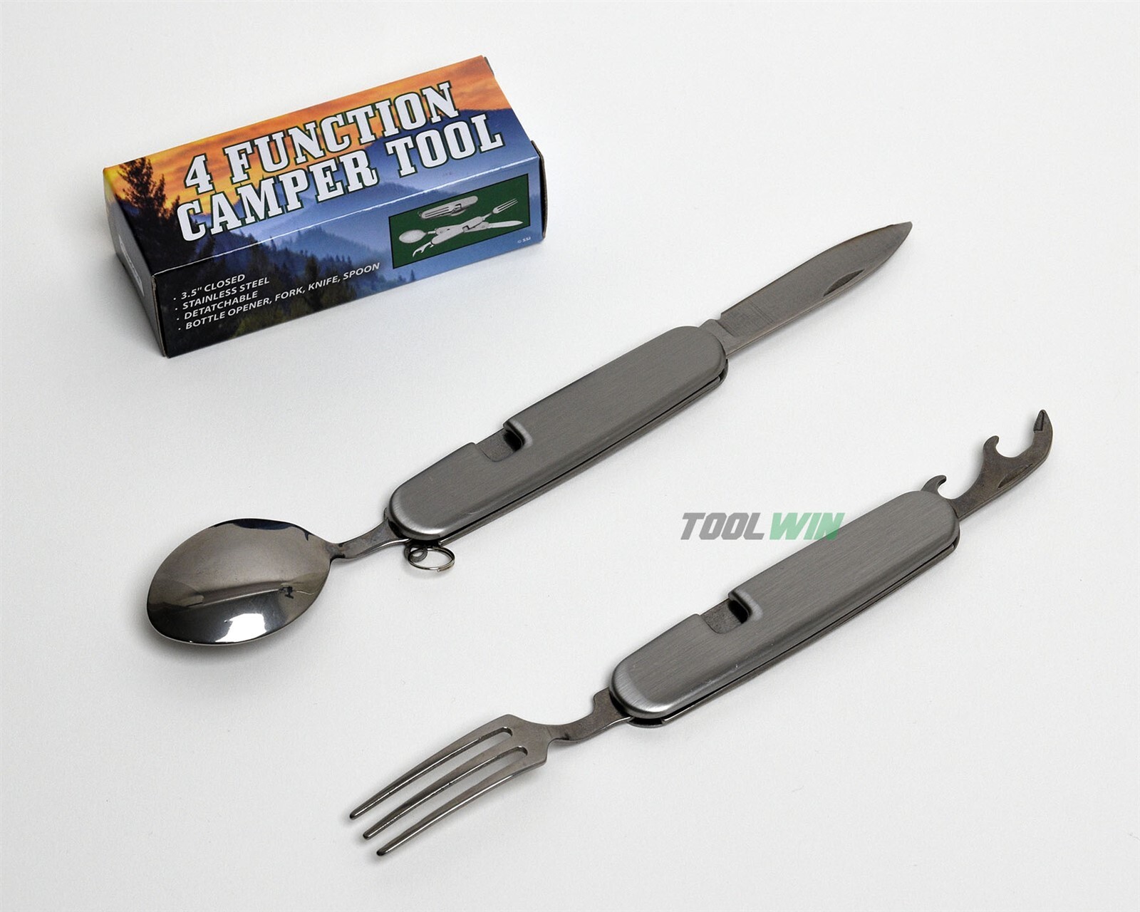4-in-1 Folding Camping Cutlery Set Eating Utensil Fork Knife Spoon Mess Kit