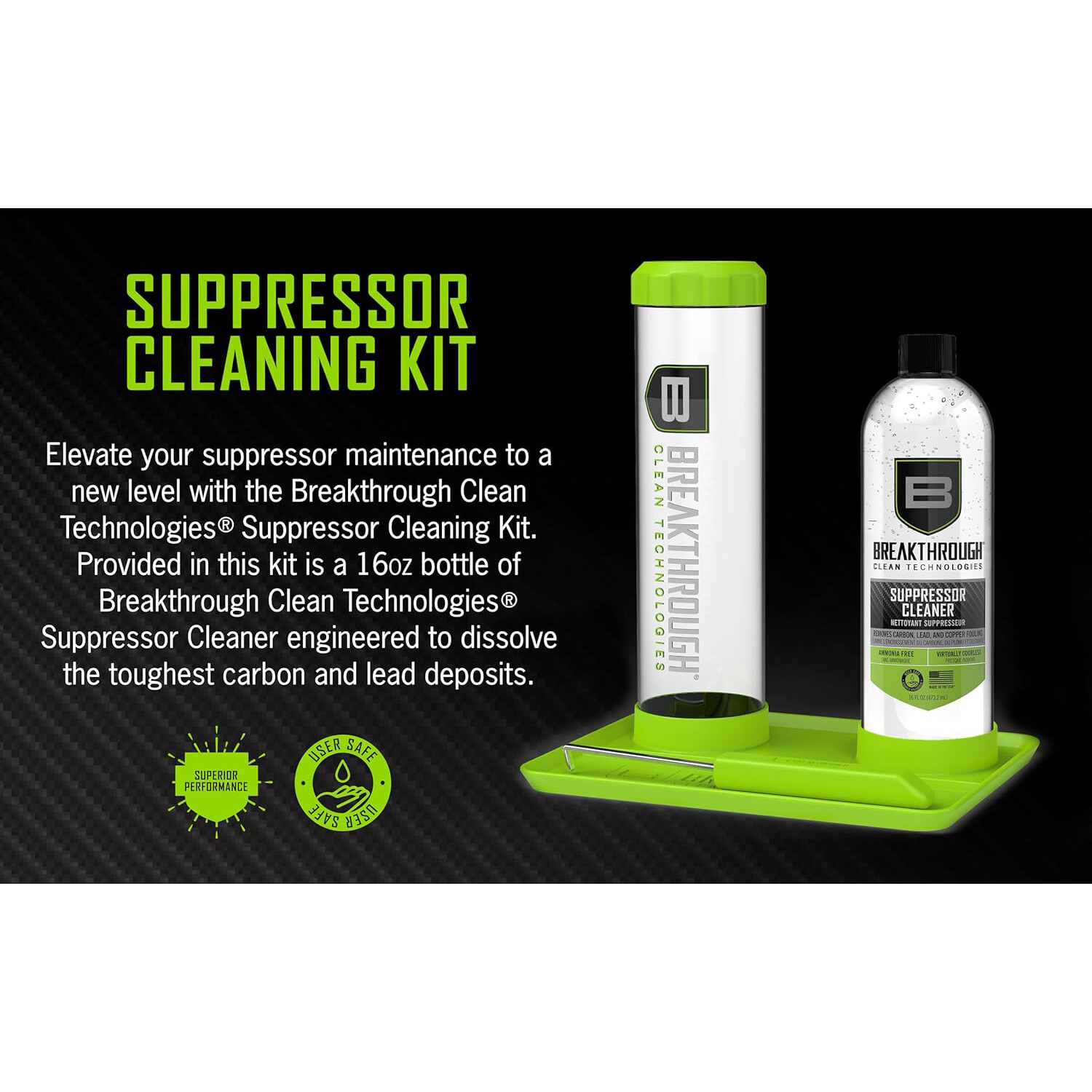 Breakthrough Clean Technologies Suppressor Cleaning Kit Removes Carbon 161319