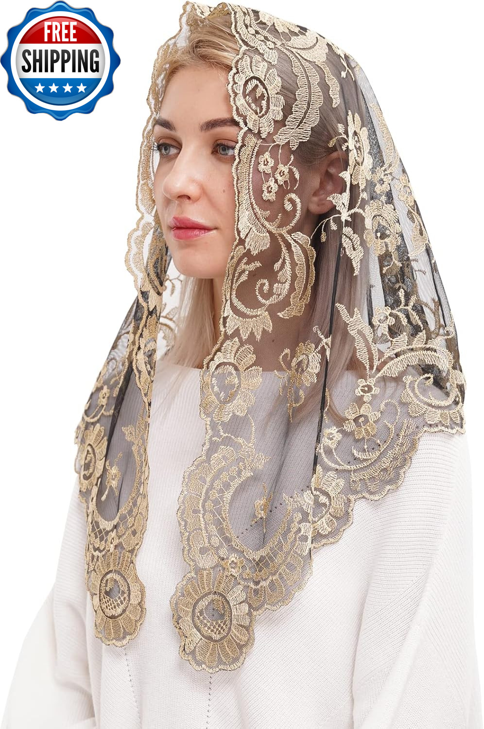 Embroidery Lace Veils Catholic Church Mantillas Chapel Scarf Lace Mass