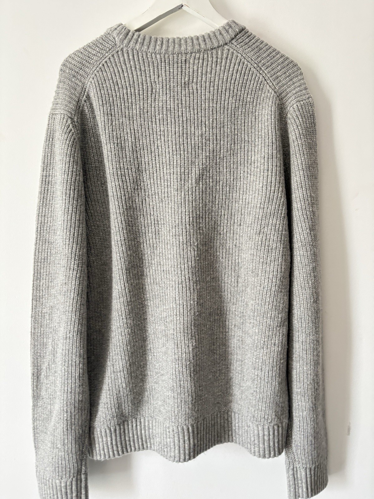 M&S Lambswool Blend Crew Neck Chunky Textured Knit Jumper size XL grey