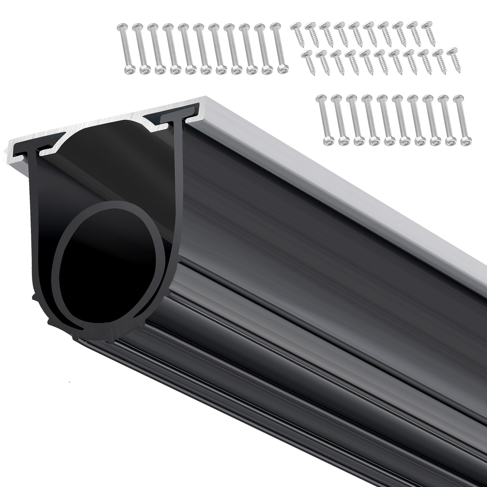 Uimoso Garage Door Bottom Seal with Track Retainer, 16ft T-End, 5/16 inch