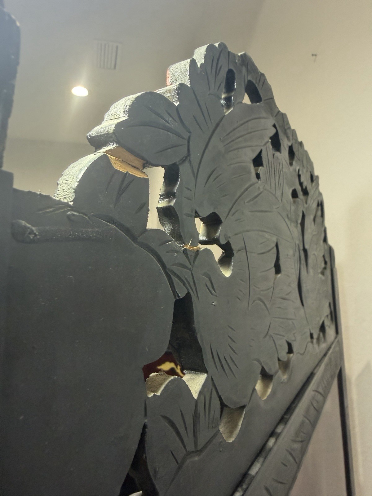 Asian Style Hand Painted Carved Wood Room Divider Birds & Flowers