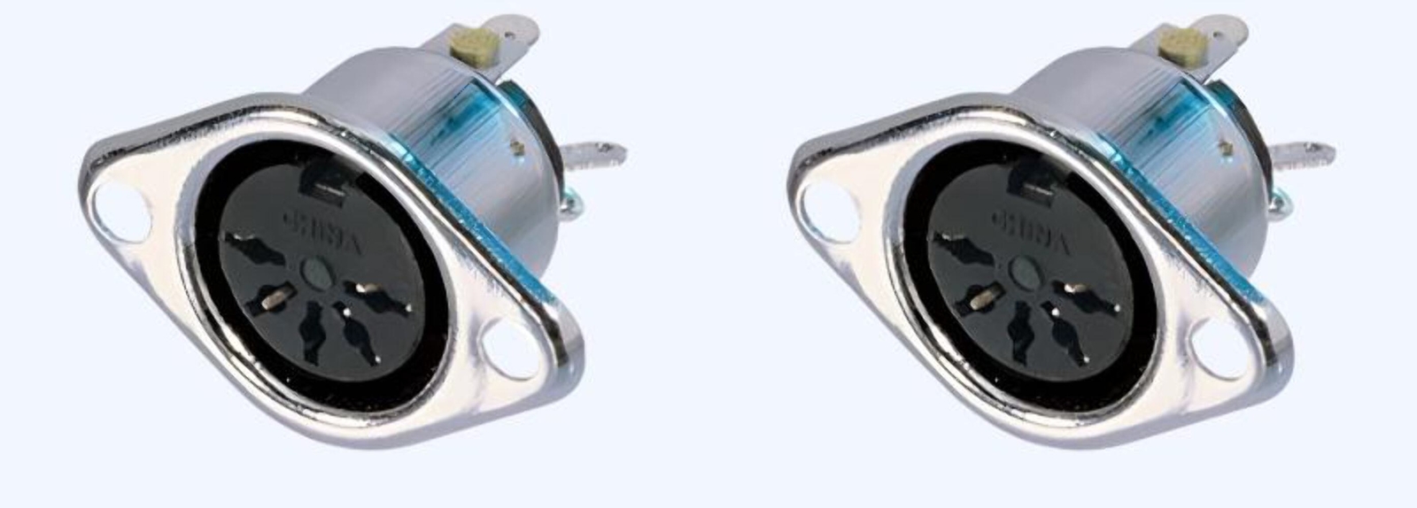 REAN NYS325 5 PIN MIDI / DIN Female Panel Mnt Nickel Plated Connector (2 PACK)