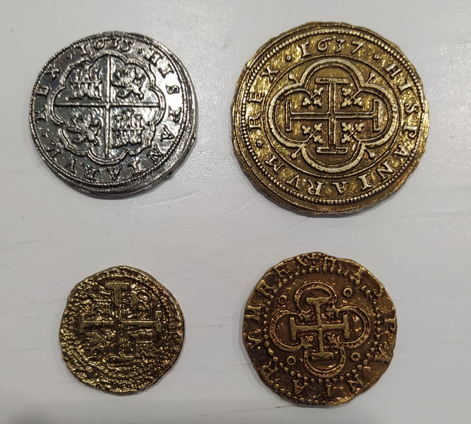 DOUBLOON coins lot of 4 PIRATE COINS REPLICA REPROD