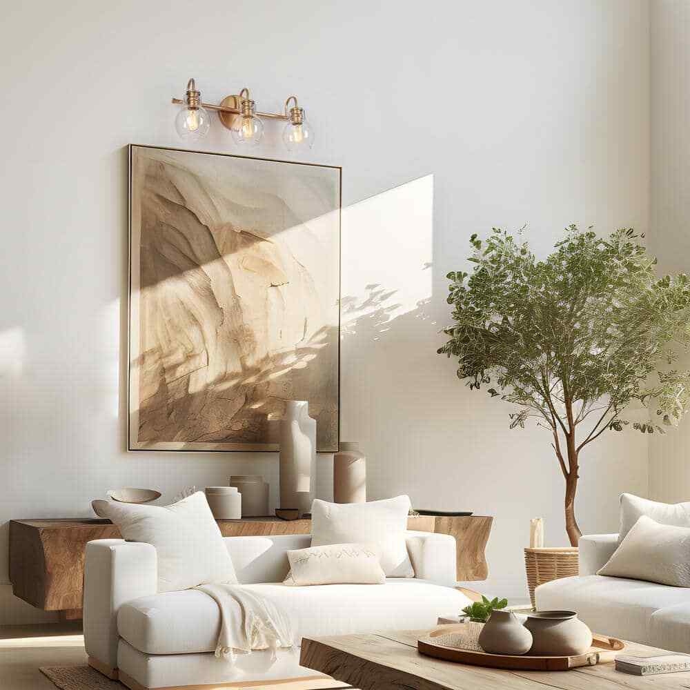 LNC Robb Modern 3-Light Gold Bathroom Vanity Light Interior Powder Room Lighting