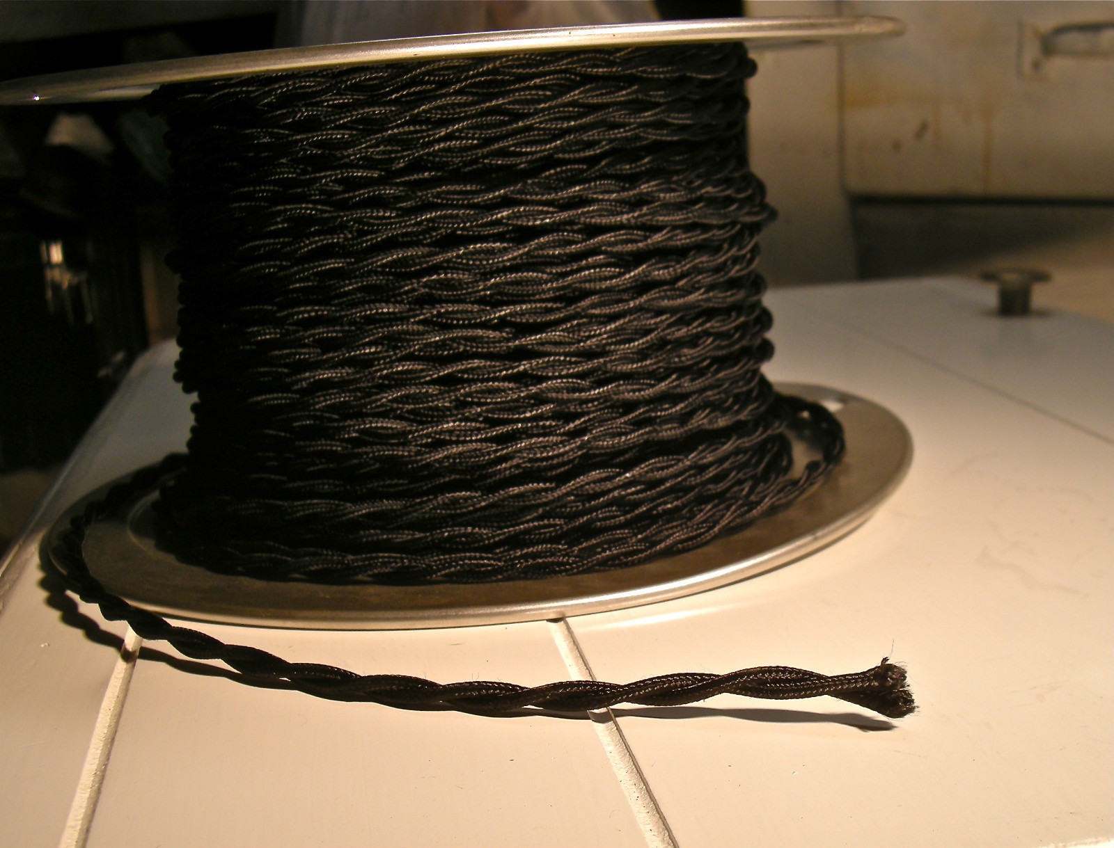 8' Twisted Cloth Covered Wire & Plug, Vintage Light Rewire Kit, Lamp Cord, rayon