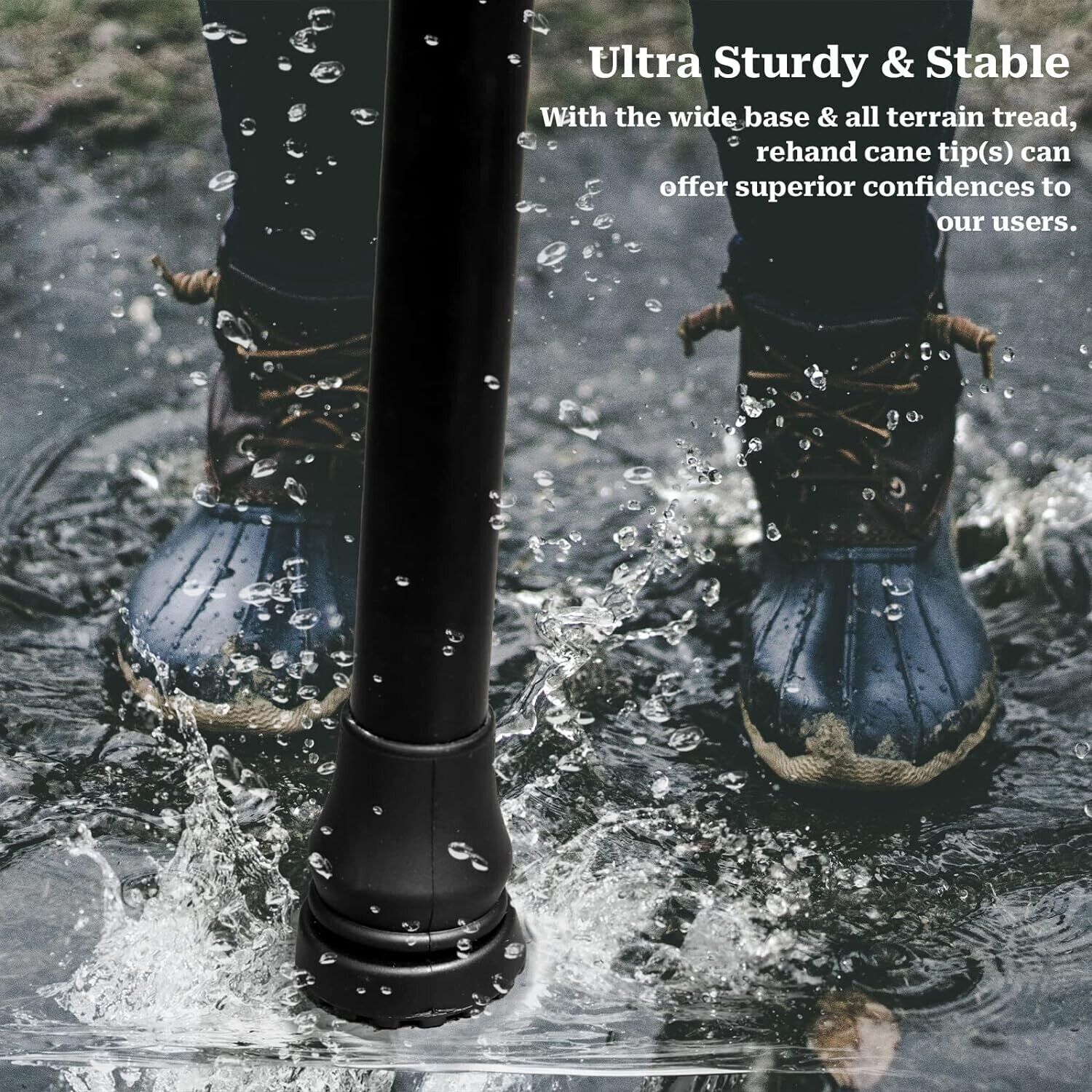 4-Pack Rubber Cane Tips 3/4 Inch Heavy Duty Walking Cane Tips Black Sturdy