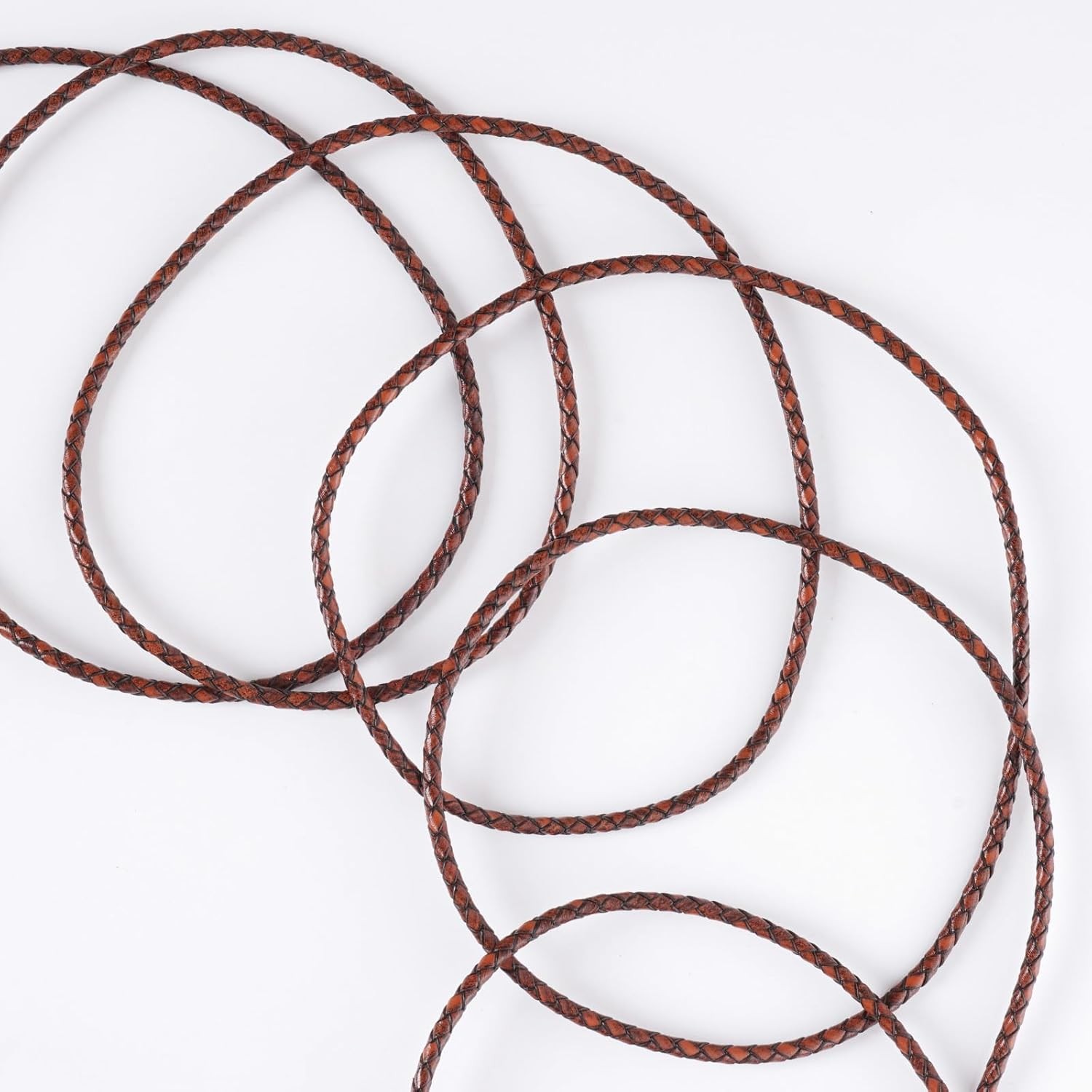 Lystaii Genuine Leather Cord 4mm Round Braided Bolo Leather Cord Strip Braiding