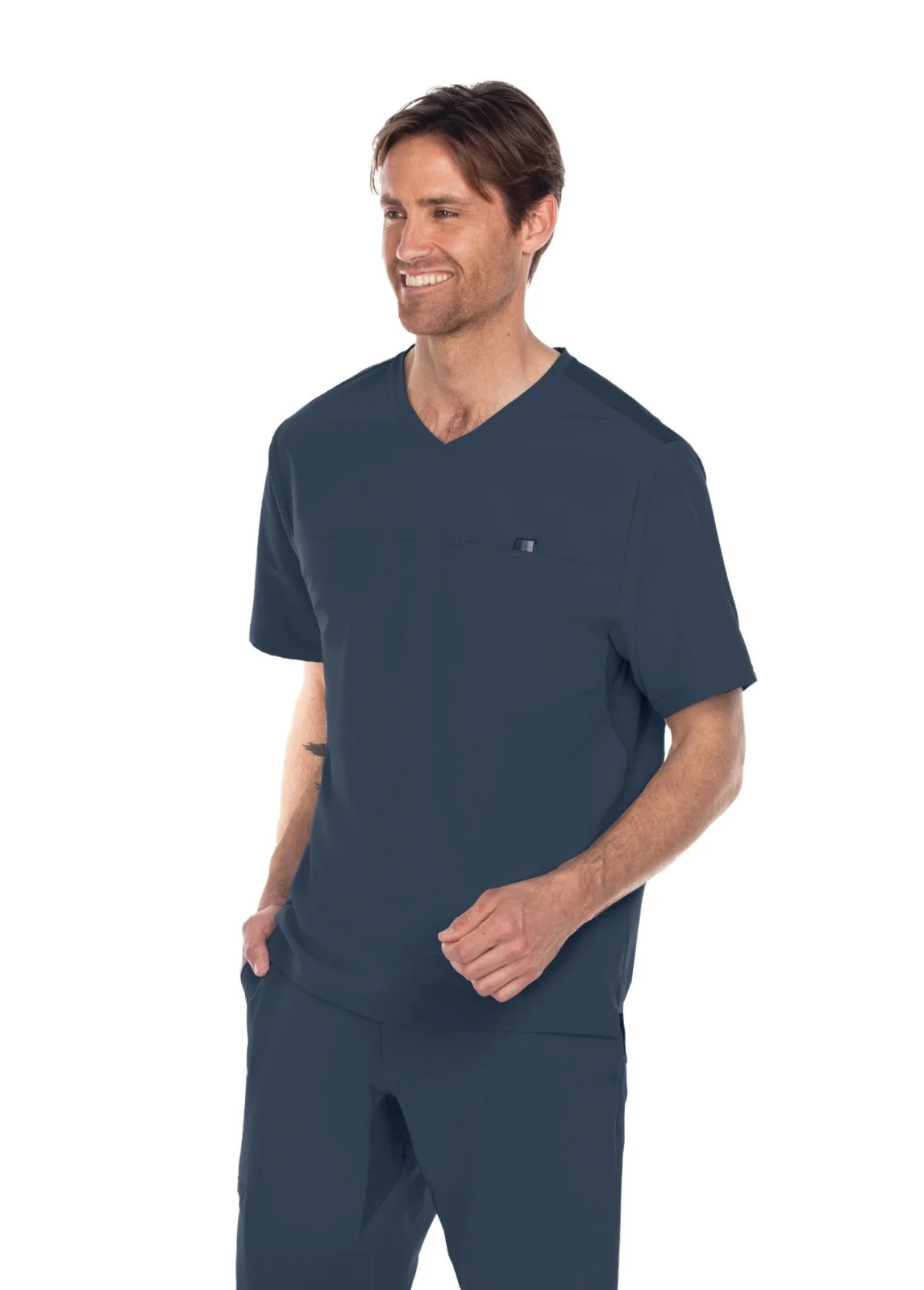 BARCO ONE WELLNESS MENS 1 POCKET SCRUB TOP IN STEEL GREY ALL SIZES #BWT010 NWT