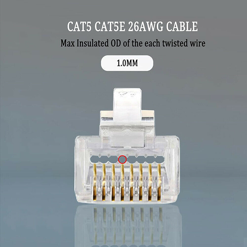 500pcs RJ45 Pass Through Modular Plug Network Cable Connector End 8P8C CAT6 CAT5