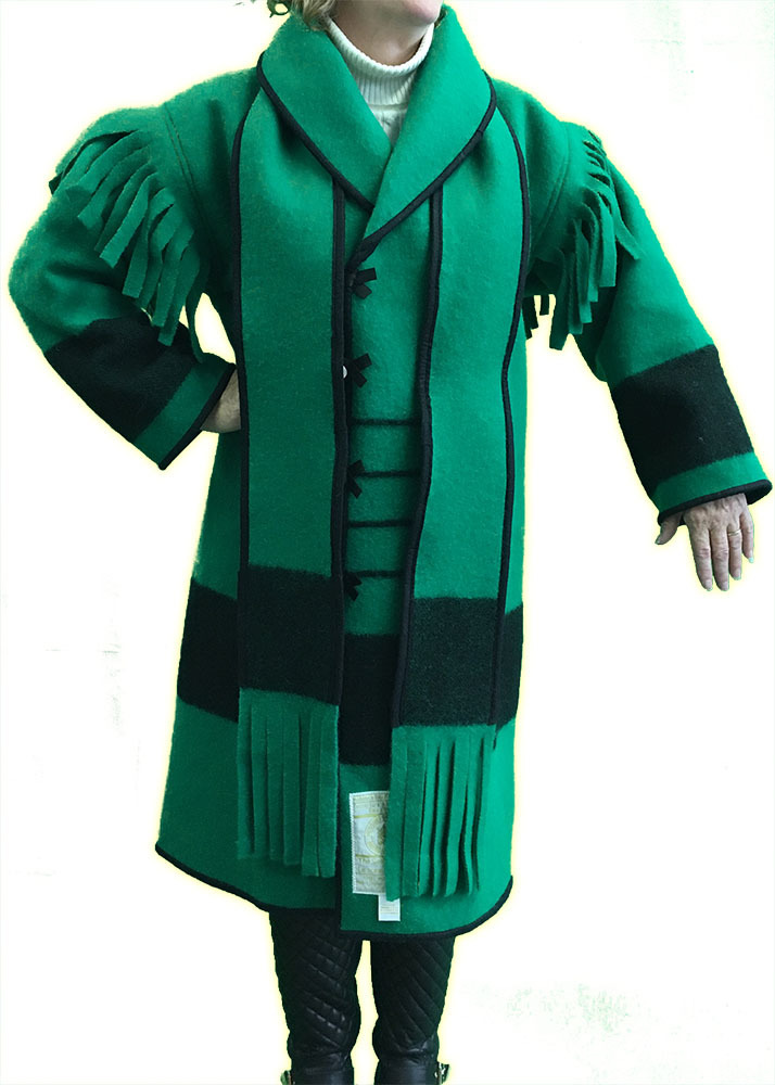 AuSable® Brand Full Wool Capote Coat Green Color Size Large (6'3" - 6'8")