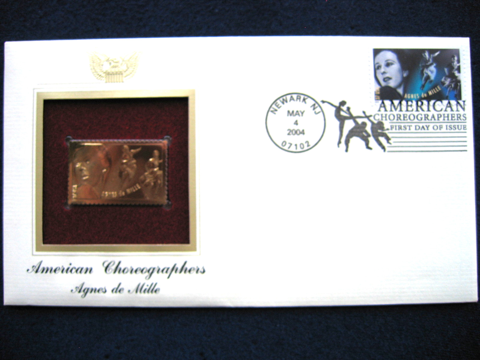 2004 Agnes De Mille American Choreographer Gold GOLDEN Cover Replica Stamp