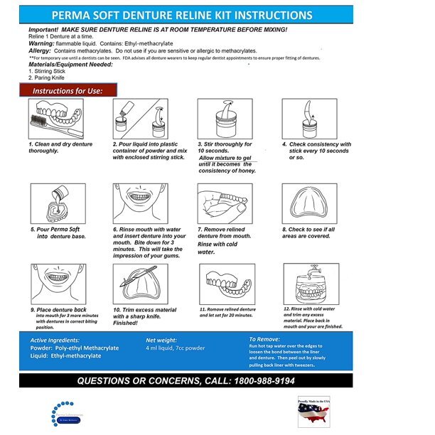PERMA SOFT Denture Reline Kit | DENTURE RELINER KIT FOR UPPER AND LOWER DENTURE
