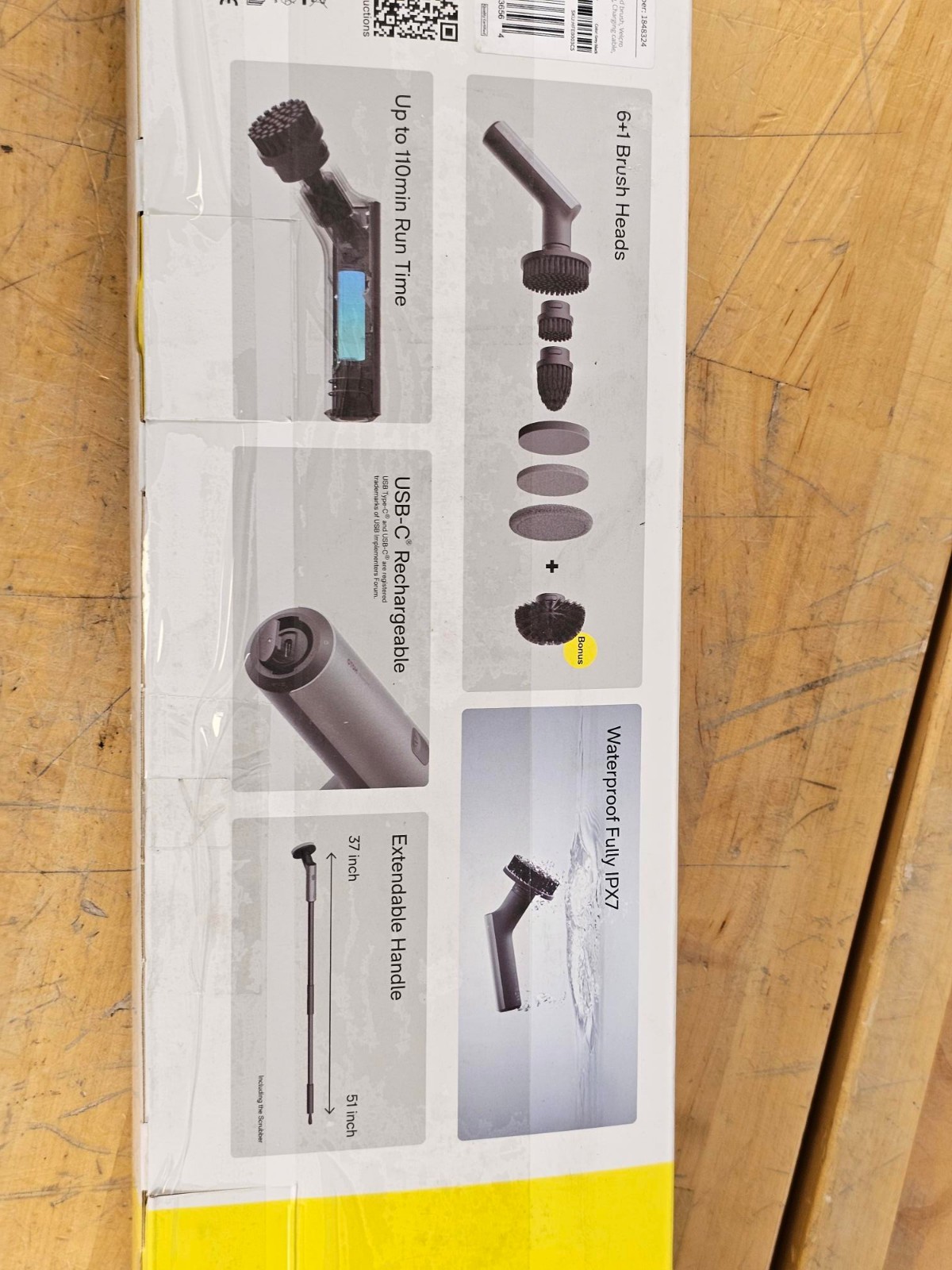 HOTO 51" Cordless Bathroom Tile Floor Electric Spin Scrubber Brush IPX7