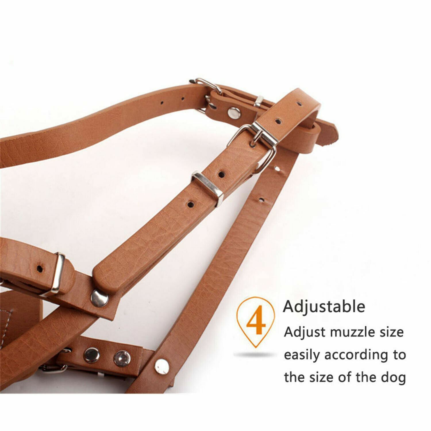 Metal Wire Leather Basket Cage Dog Mouth Muzzle w Adjustable Straps No Bite Bark