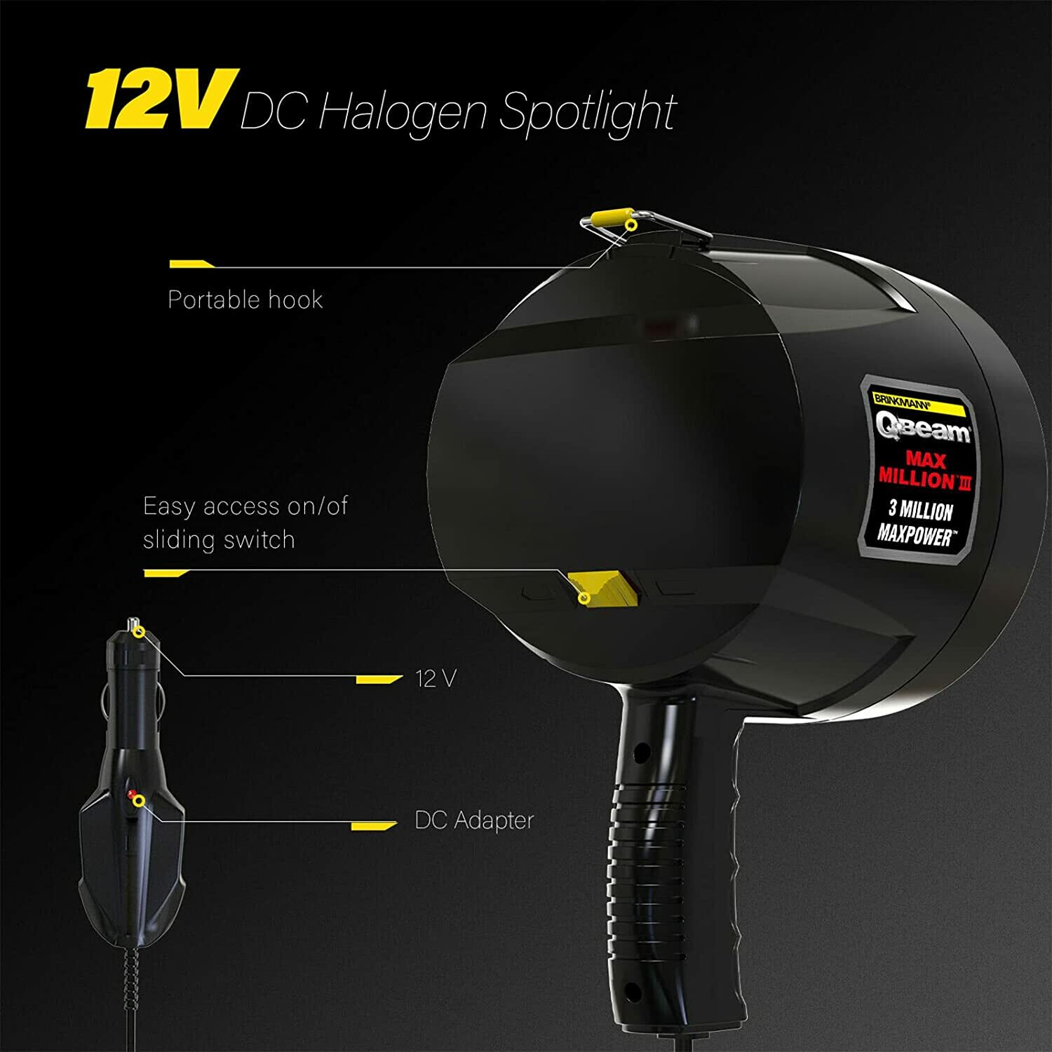 Brinkmann III 3 Million Maxpower Spotlight 12V DC Up to 1200 Lumen Halogen