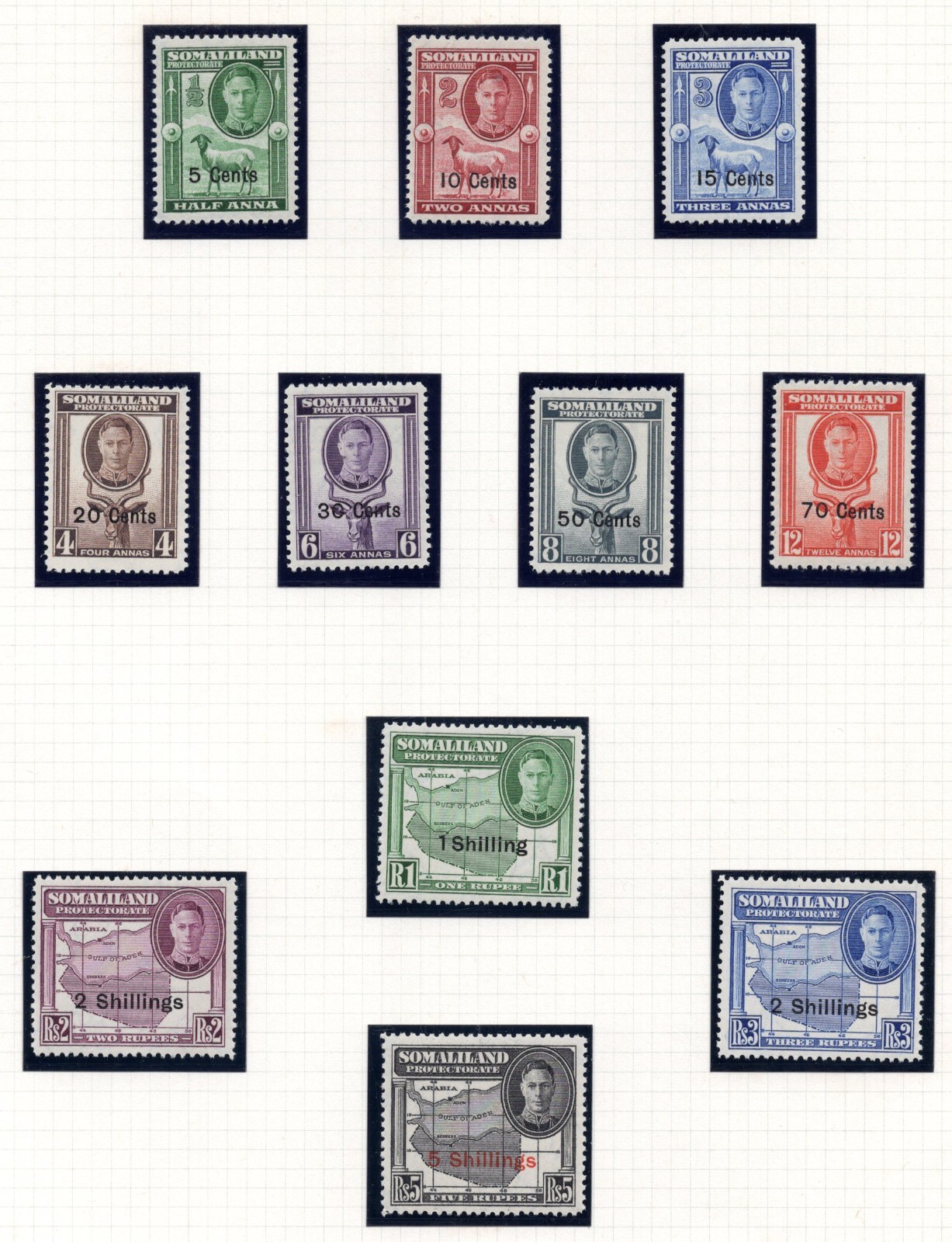 SOMALILAND 1942 1952 KING GEORGE VI TWO COMPLETE SETS