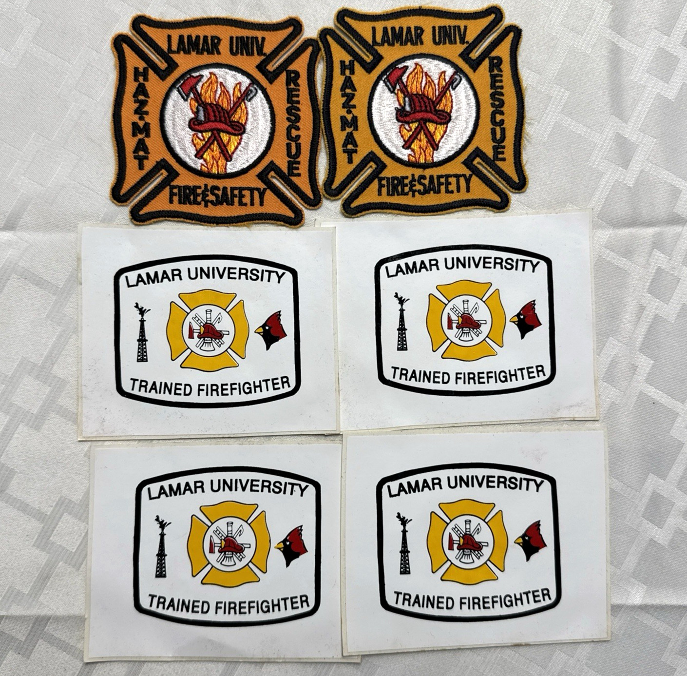 Vintage Lamar University Firefighter Embroidered Patches Stickers Fire Rescue