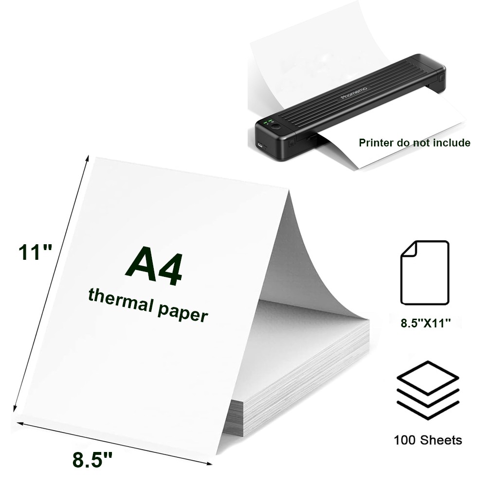 A4 Thermal Continuous Paper 8.5"x11" Letter Size For M08F Printer Folded & Roll