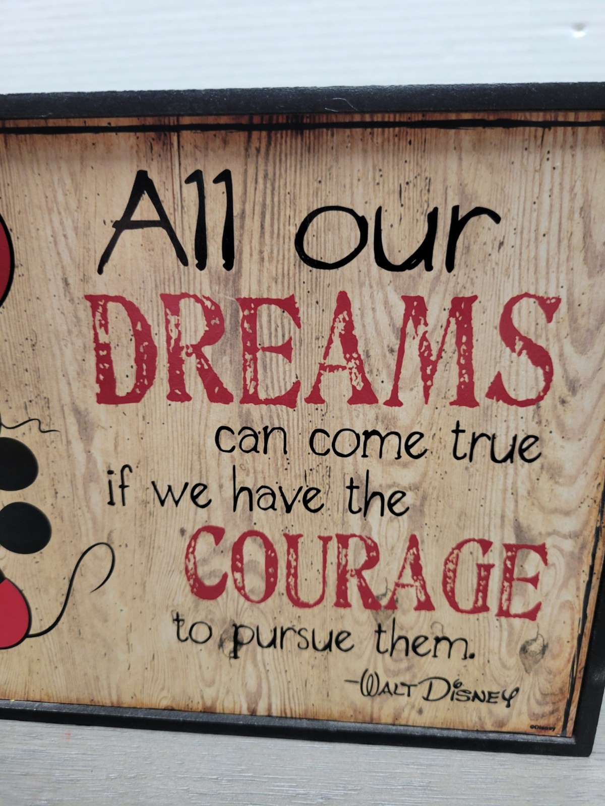 Walt Disney Quote All Our Dreams Can Come True…Mickey Framed Wood Wall Décor