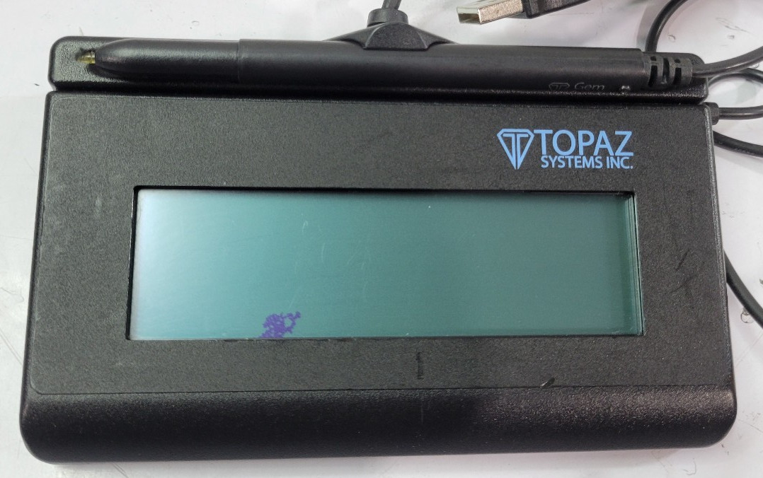 Topaz Systems T-LBK462-HSB-R 1x5 Signature Pad USB - TESTED *BLEMISH ON DISPLAY