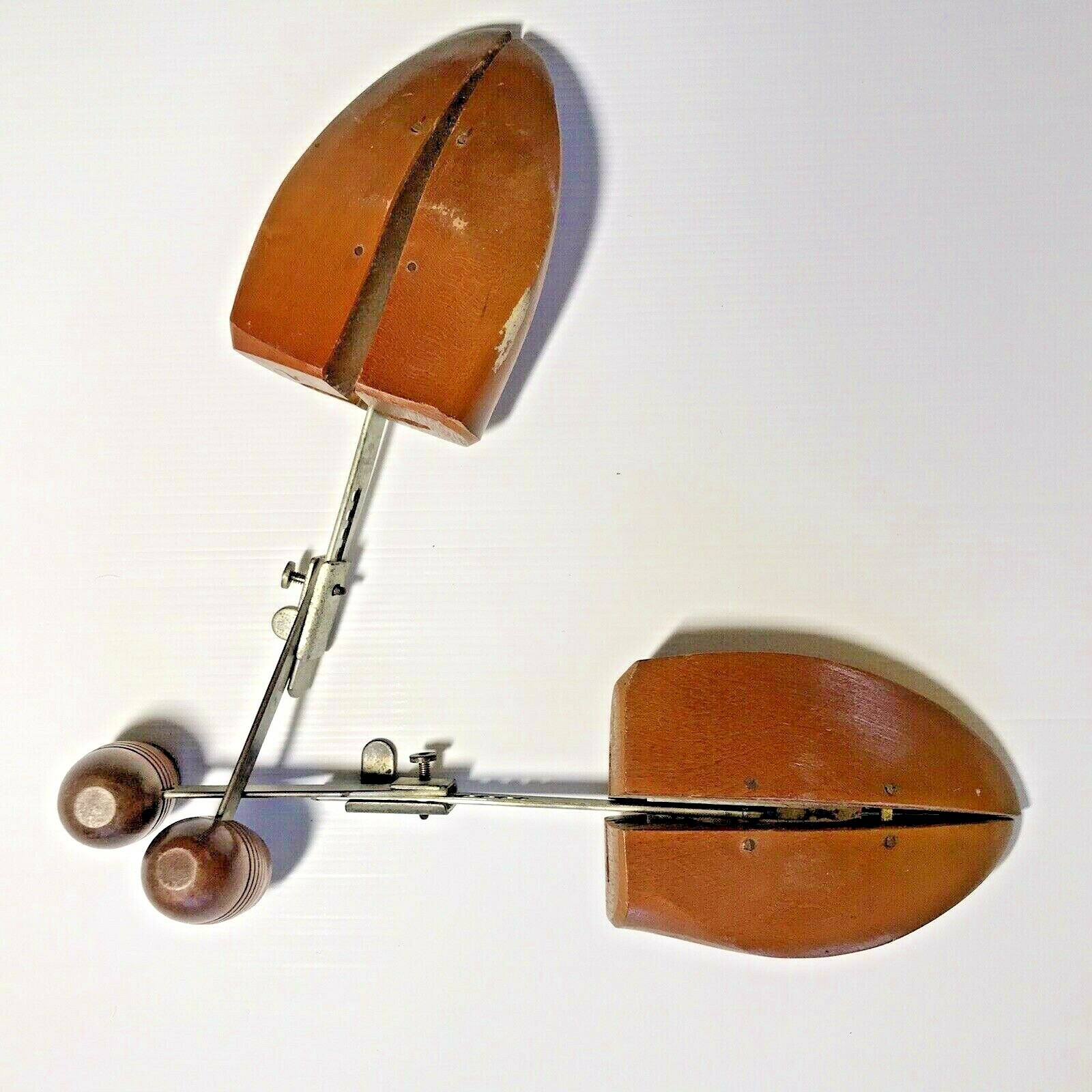 Vintage Pair Florsheim Solid Wood Shoe Tree Stretcher Shaper Mold Adjustable Sz4