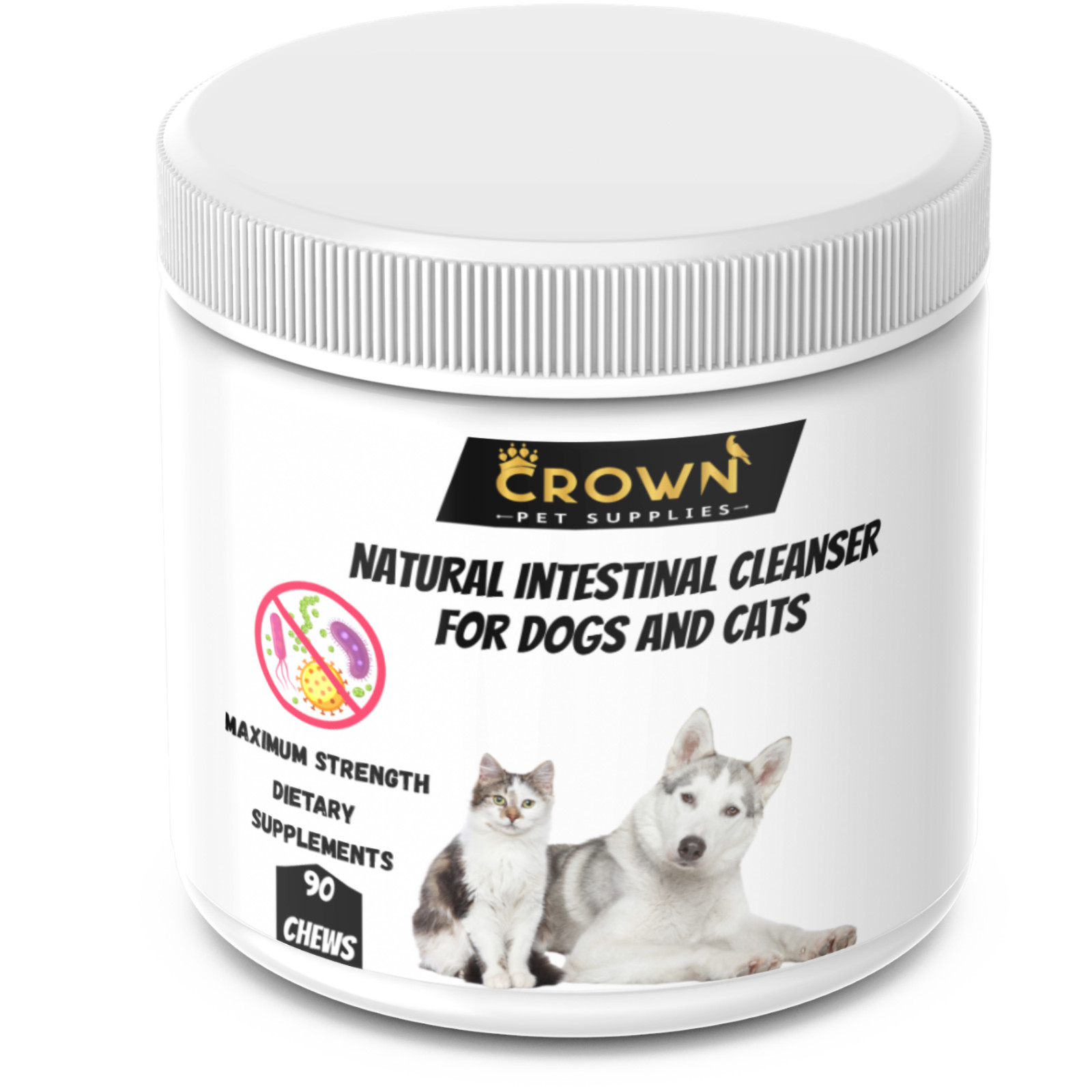 Dewormer for Dogs and Cats Natural De-Wormer Intestinal Cleanser Canine 90 Chews