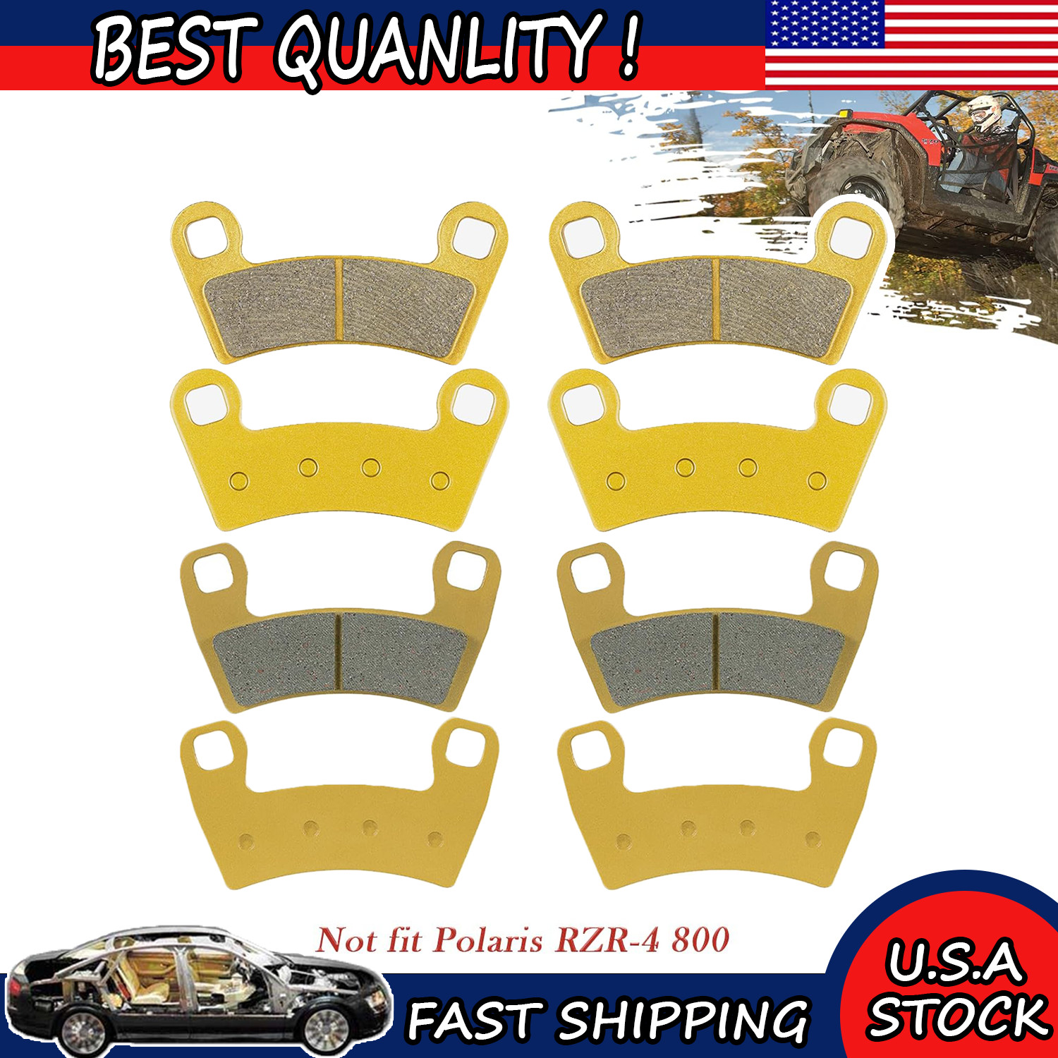 Front & Rear Parking Brake Pads For Polaris Razor RZR 570/800/900/1000 S 800 900