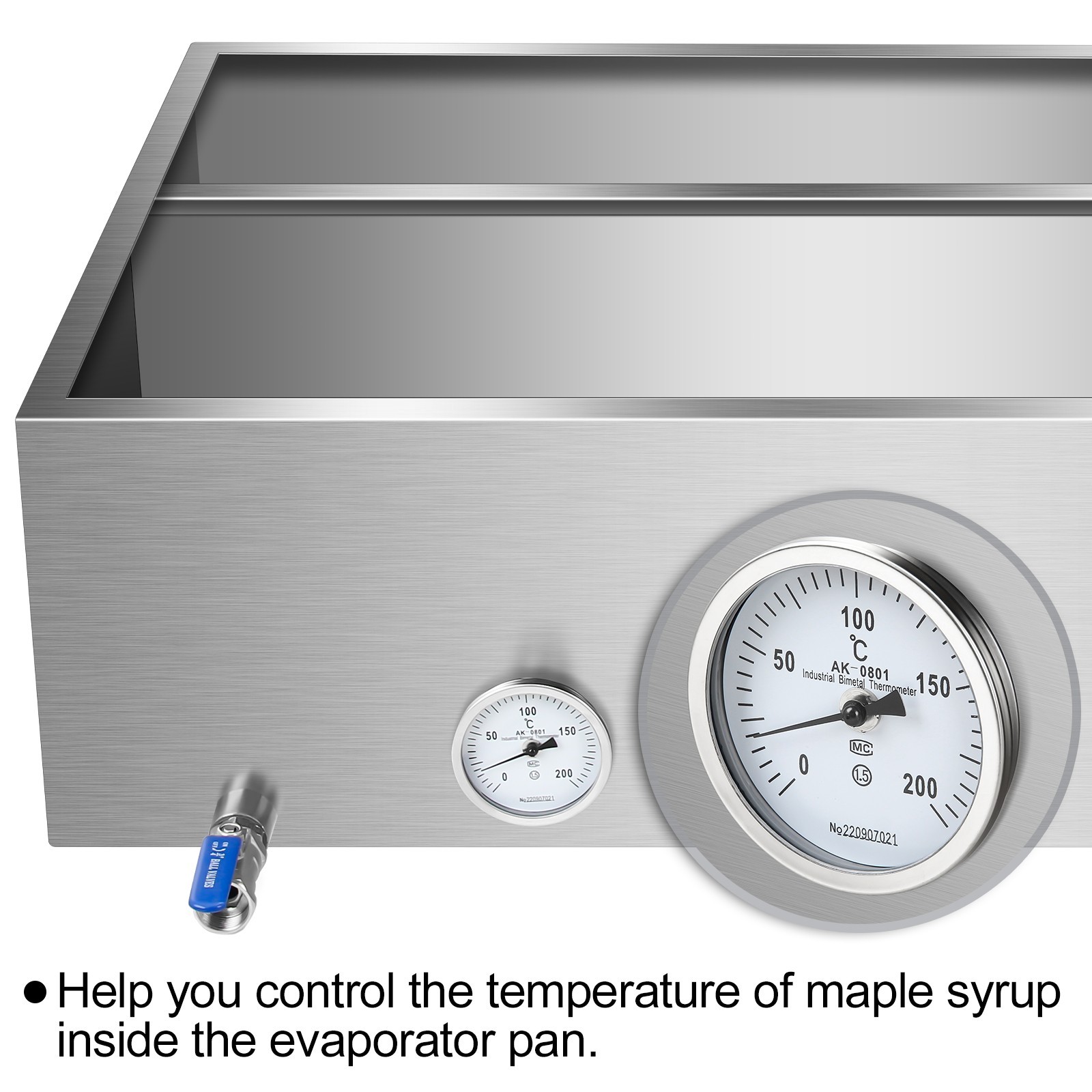 24X36X19 Maple Syrup Evaporator Pan Stainless with Valves and Thermometer