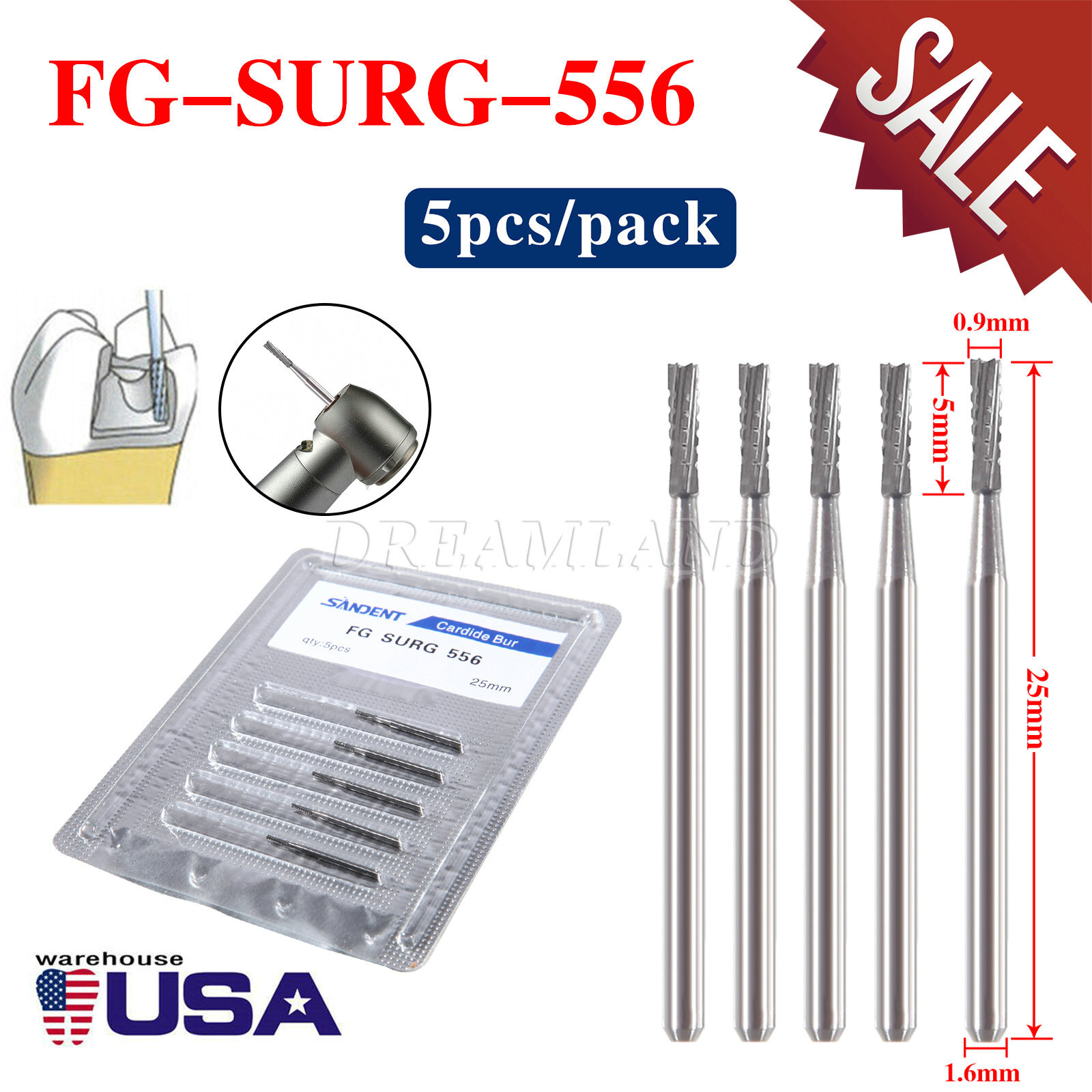Dental Surgical Bur Long 557L 558 556 Carbide Burr 25mm High Speed